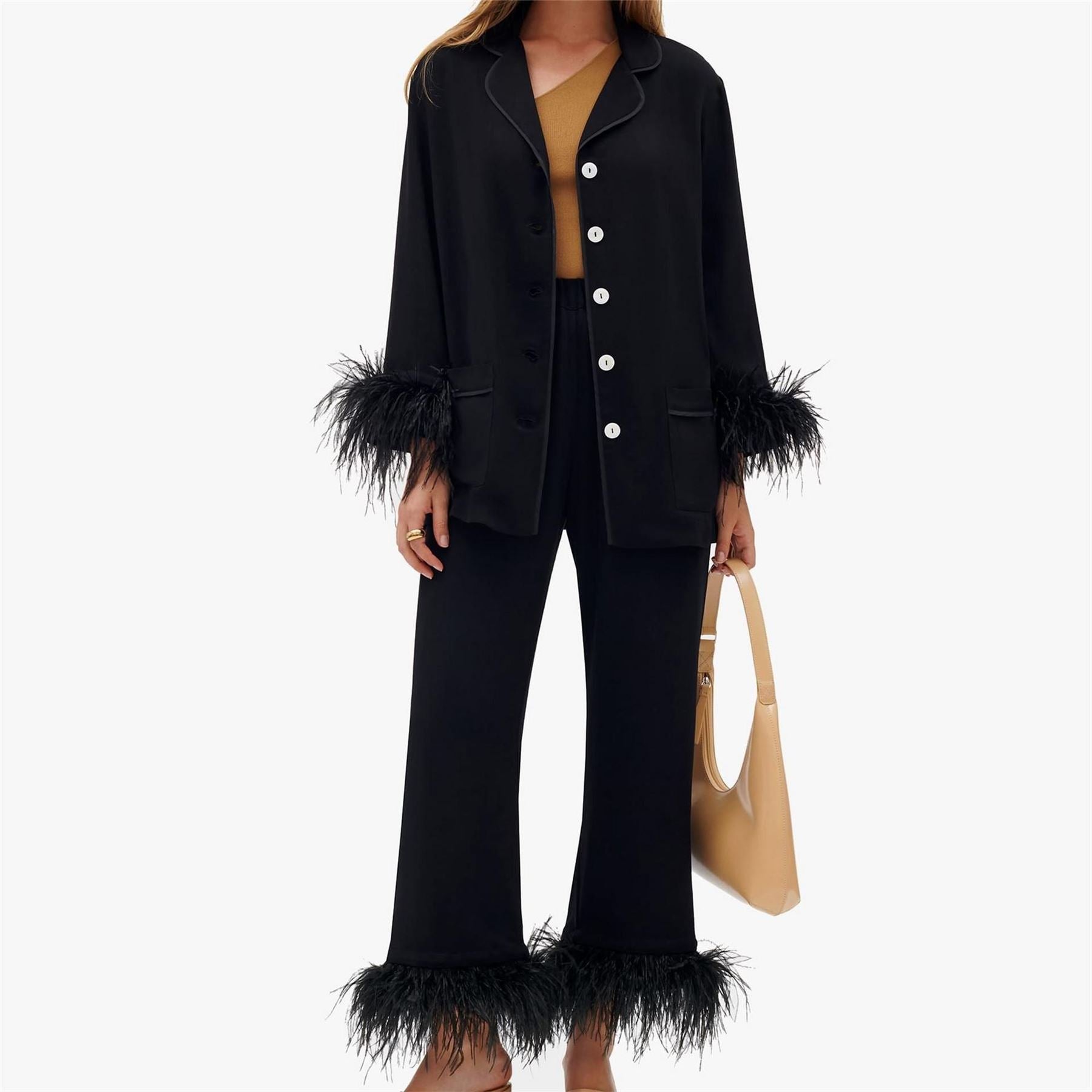 Sleeper Pajama Set With Double Feathers