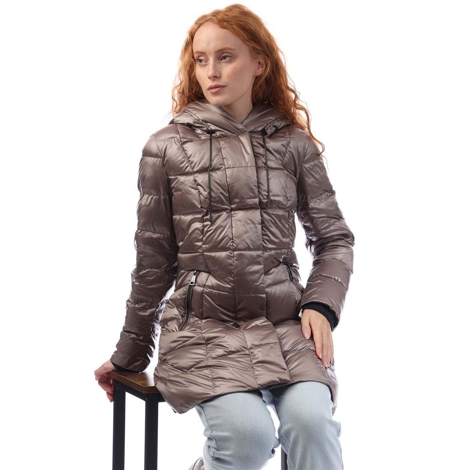 DKNY Front Down Filled Long Puffer Jacket