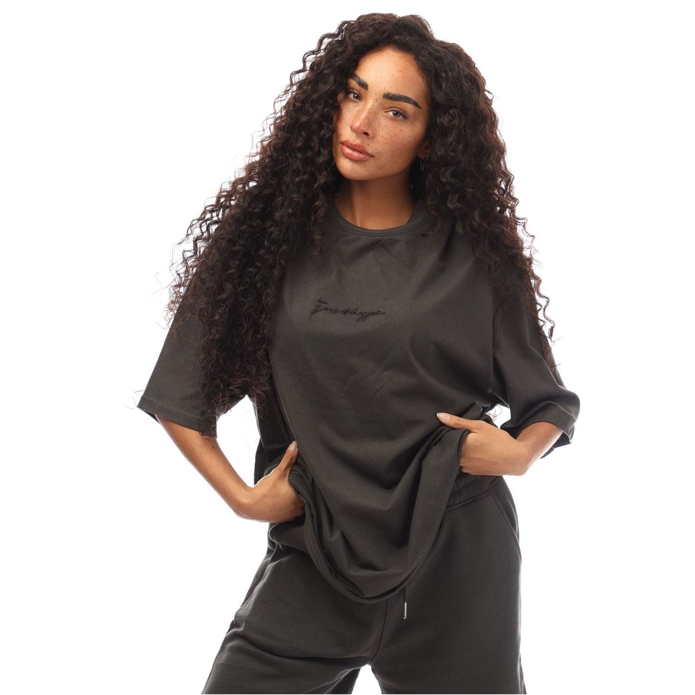 Hype Oversize Fit Signature Print T-Shirt