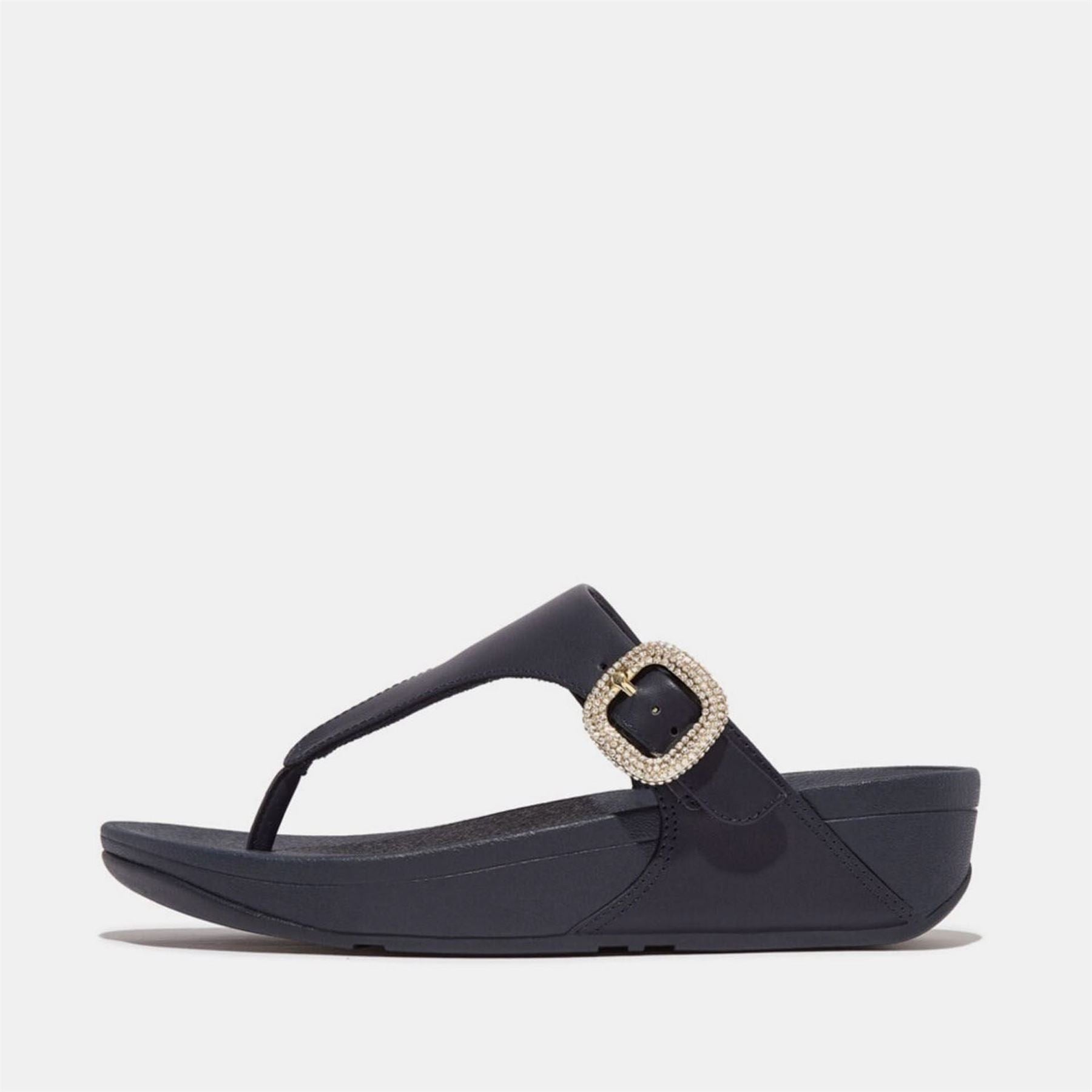 Fitflop Crystal Buckle Leather Toe Post Sandals