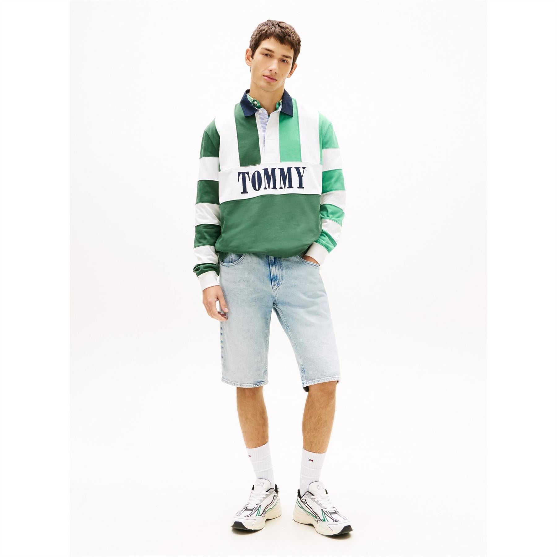 Tommy Jeans Denim Bermuda Shorts Solid Patterned
