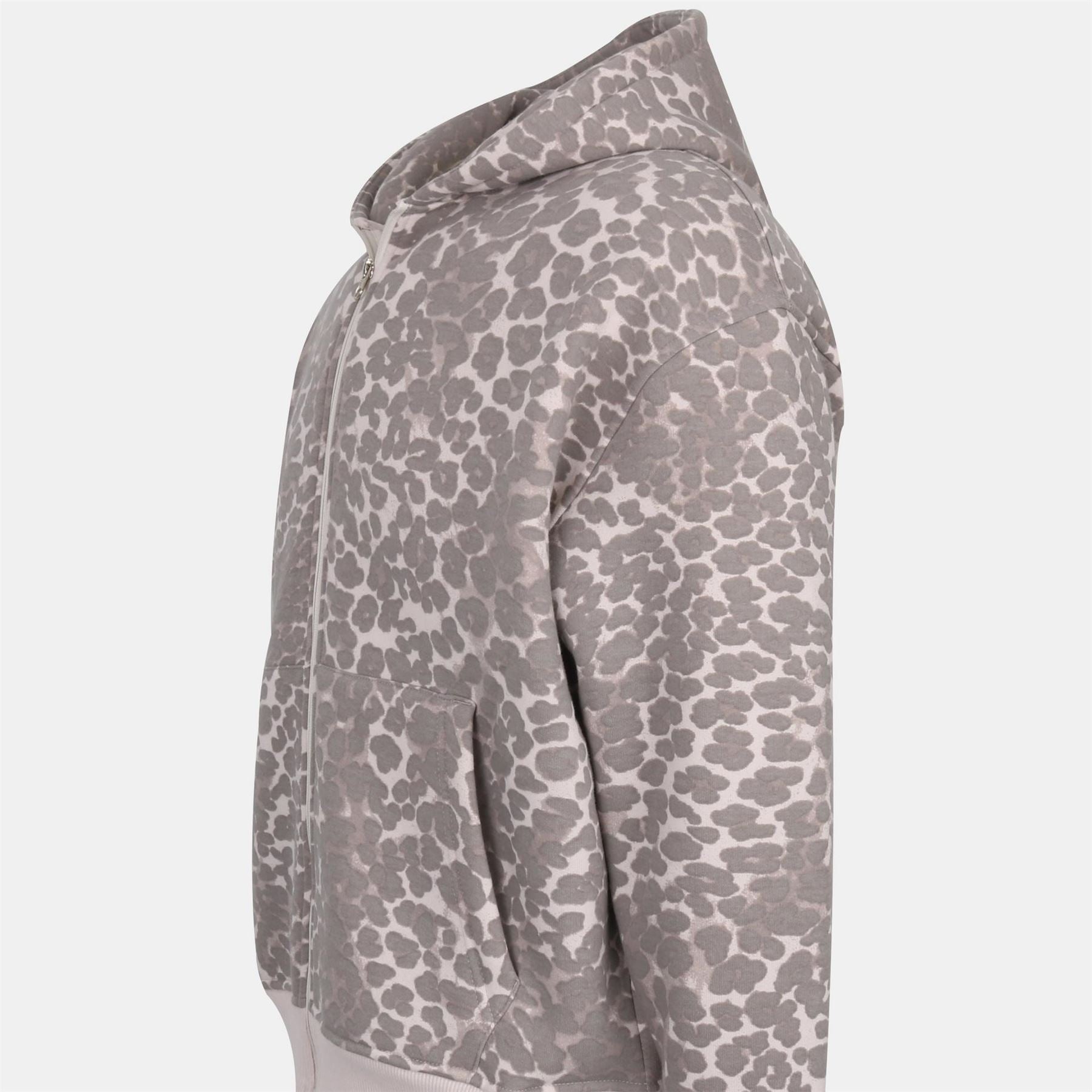Miso Leopard Patterned Hooded Full Zipper Sweat Jacket