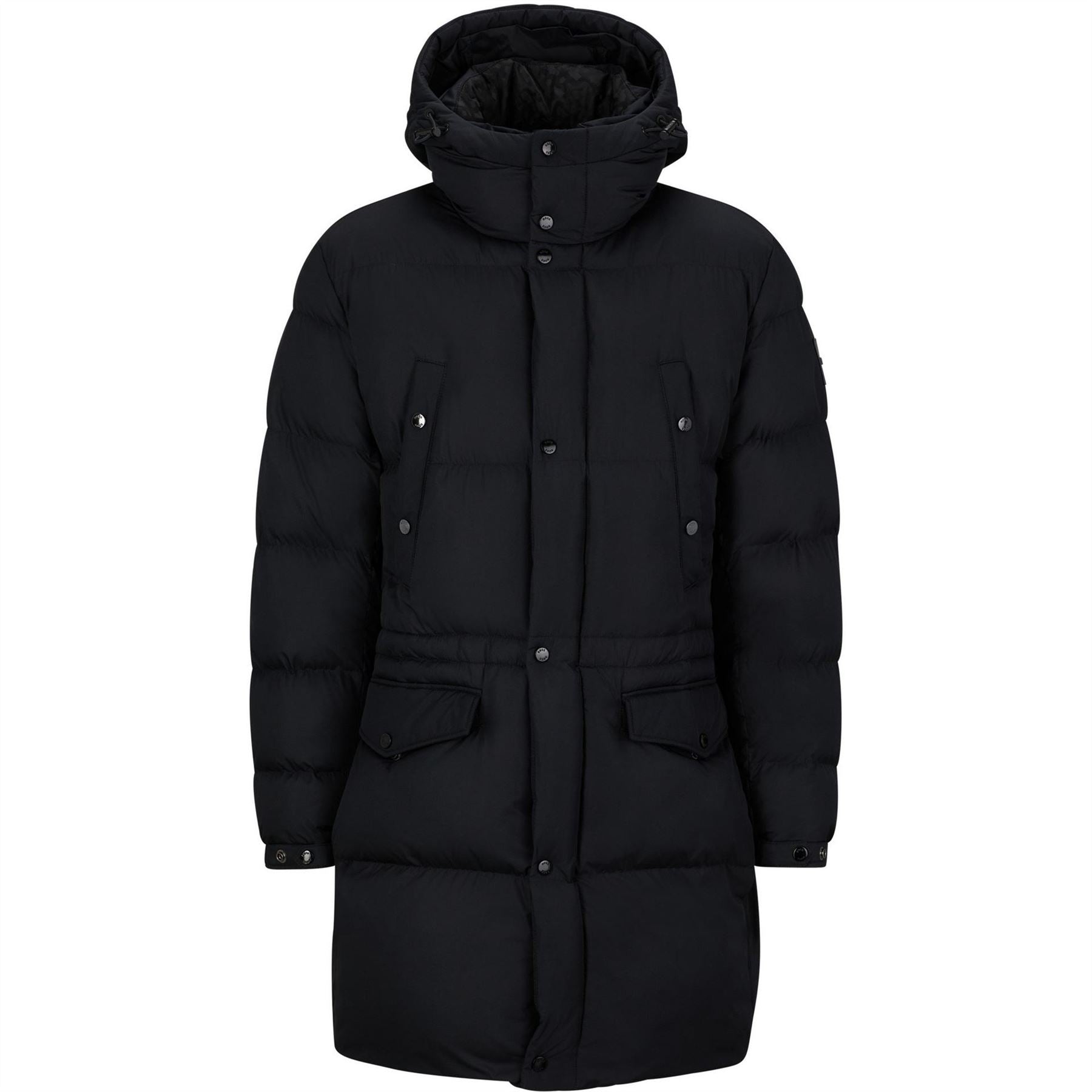 Boss Hooded Solid Patterned Puffer Coat