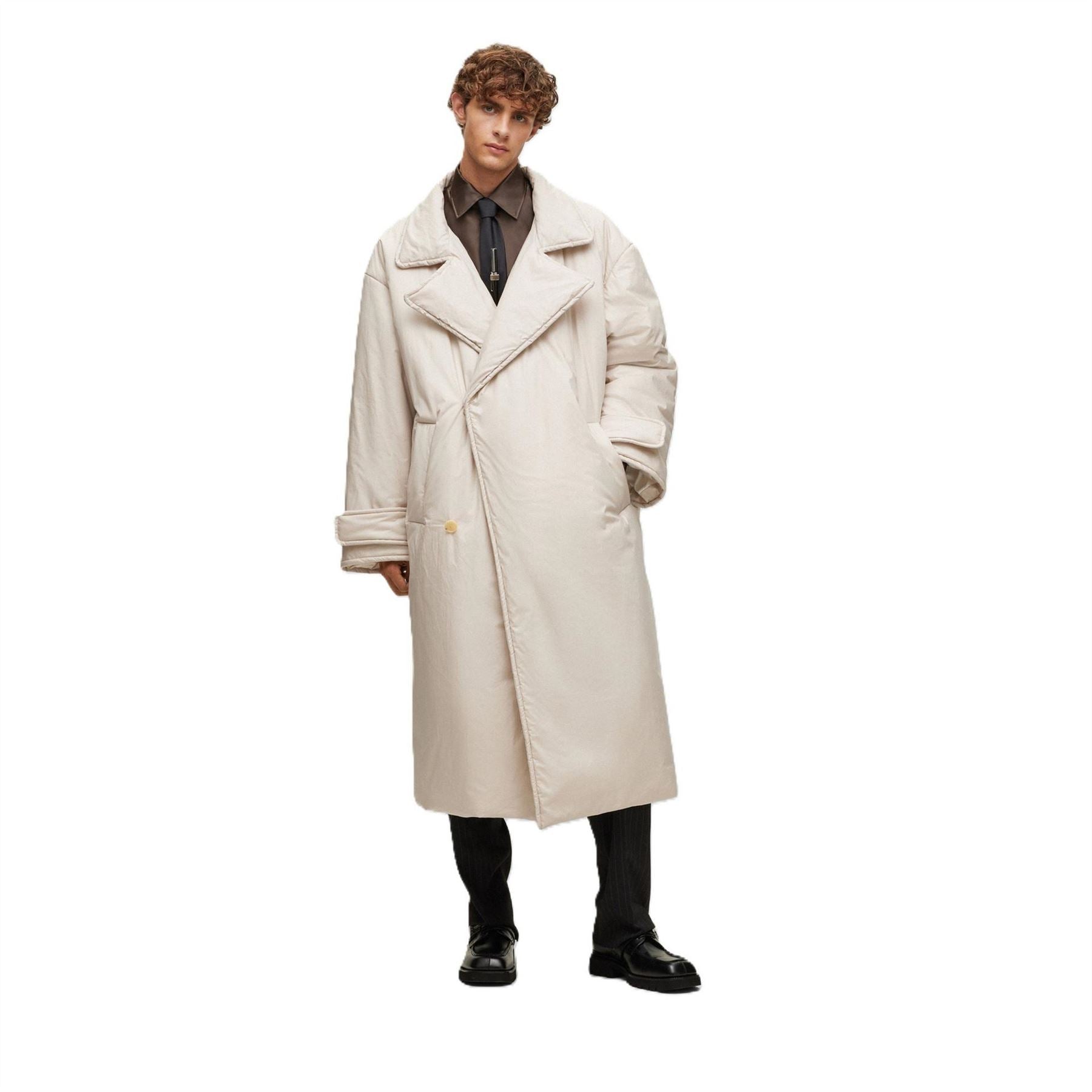 Boss Icebreaker Solid Patterned Full Zipper Lapel Collared Coat