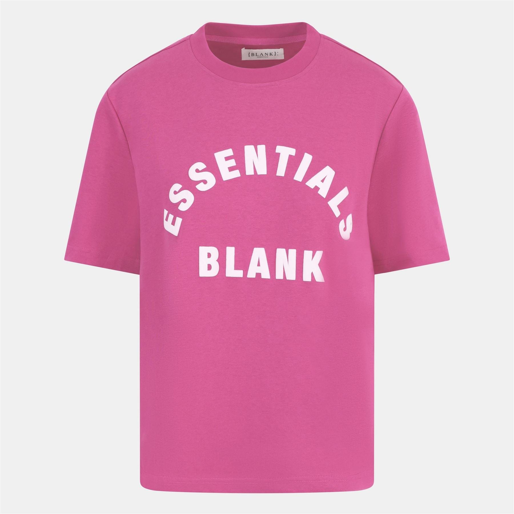 Blank Essentials Lettering Crew Neck Ribbed Collar Short Sleeve Boyfriend T-Shirt