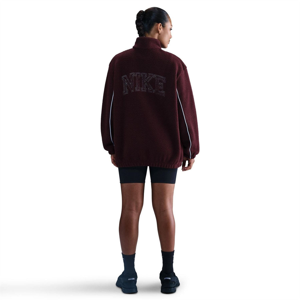 Nike Sherpa Lettering High Neck Long Sleeve Sweatshirt