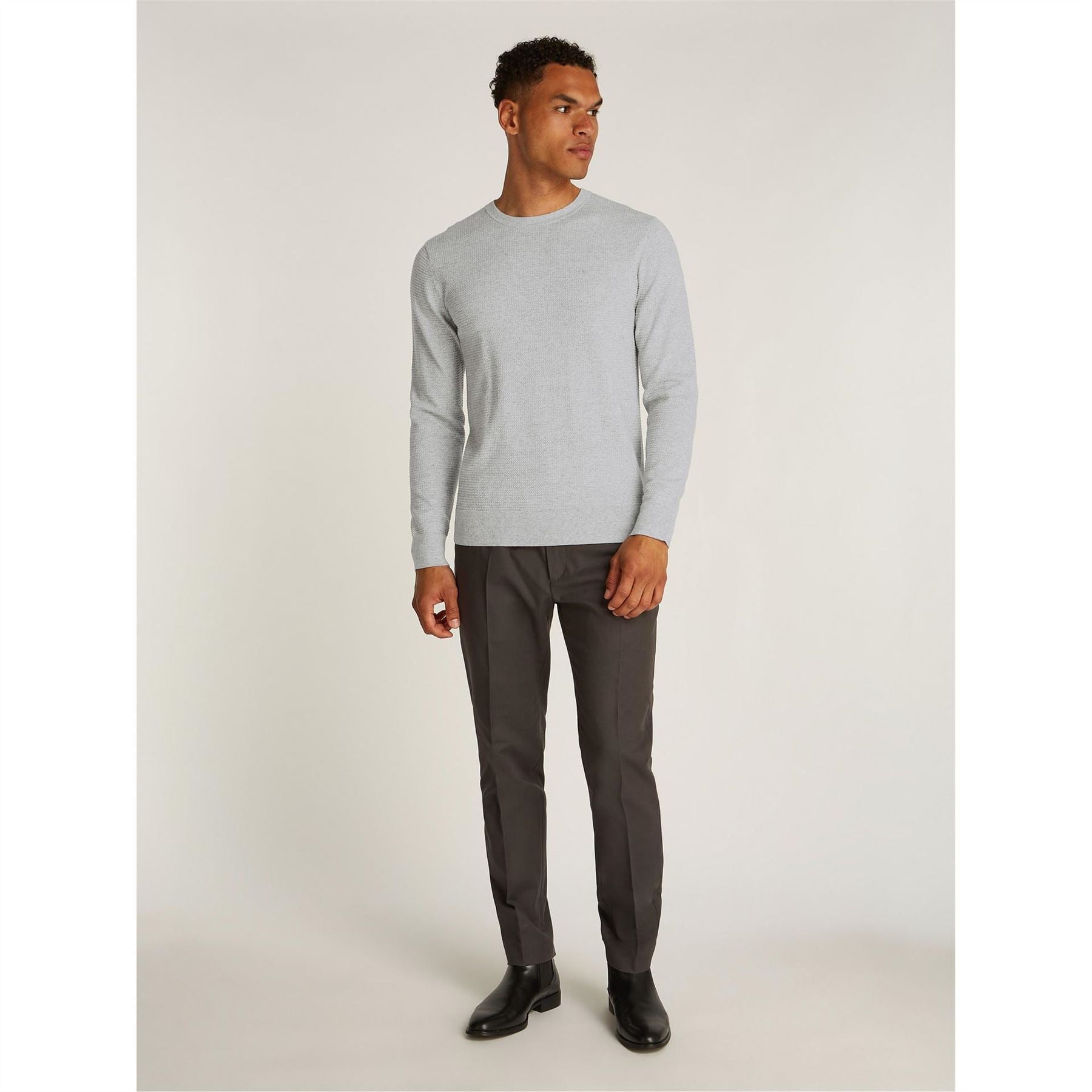 Calvin Klein Waffle Texture Cotton Crew Neck Jumper