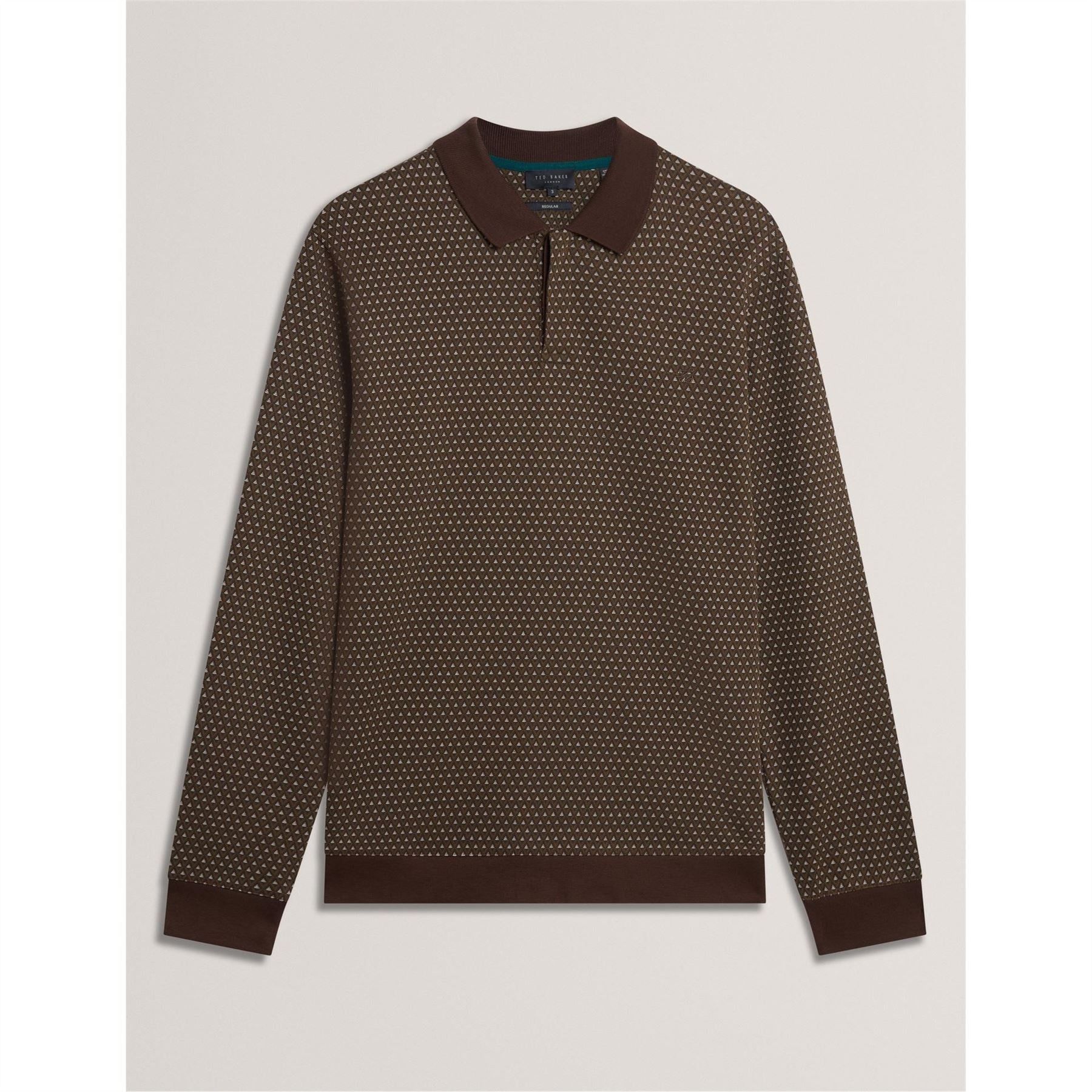 Ted Baker Jacquard Long Sleeve Collared Polo Shirt