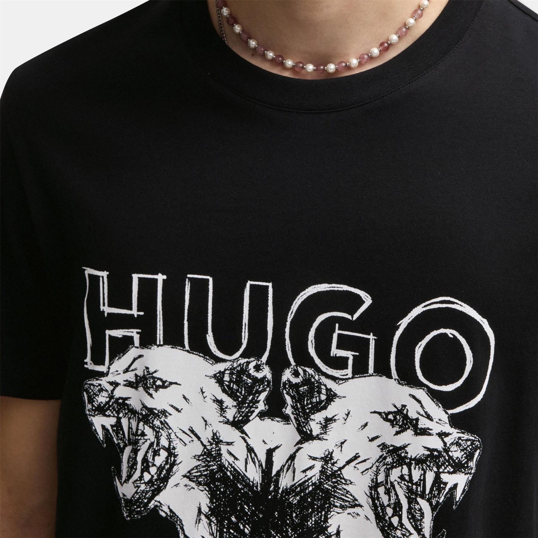 Hugo Dog Graphic Regular Fit Crew Neck T-Shirt