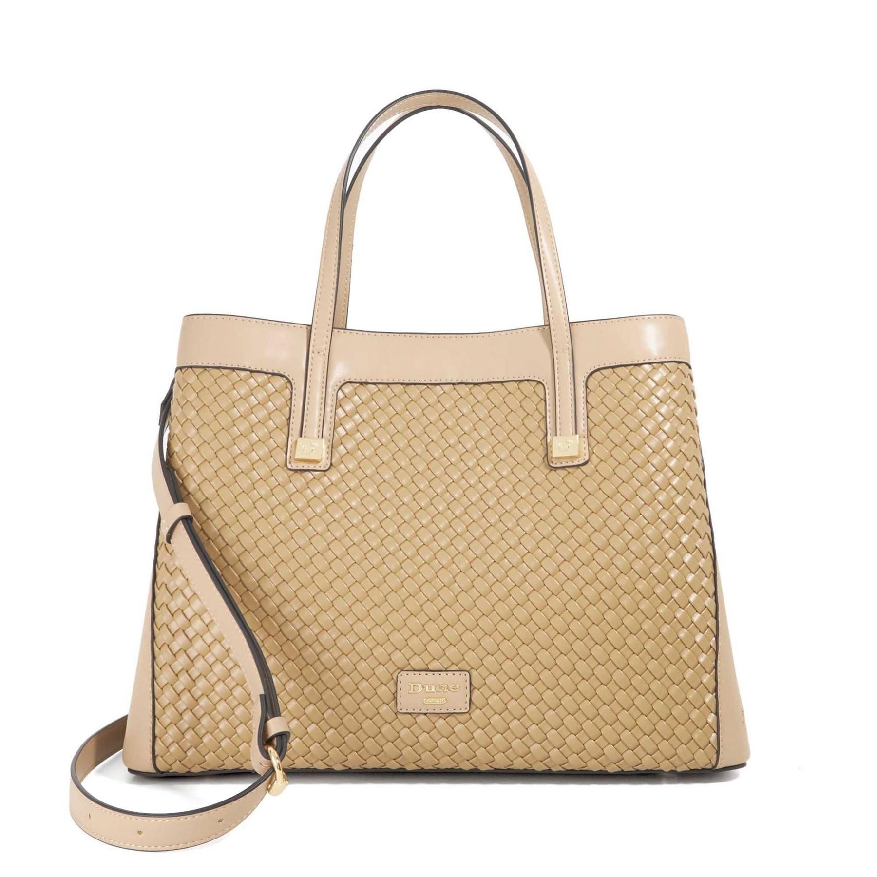 Dune London Deave Basket Weave Tote with Gold Tone Hardware
