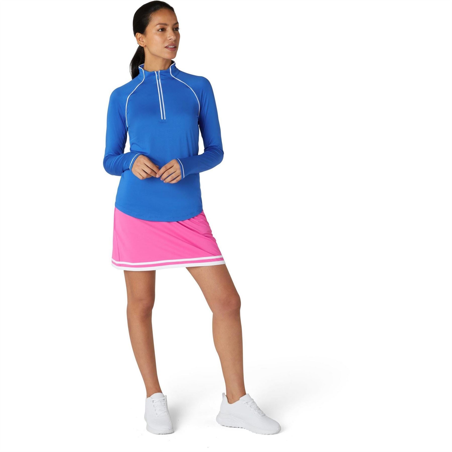 Original Penguin Womens Long Sleeve Solid Sun Quarter Zip Top