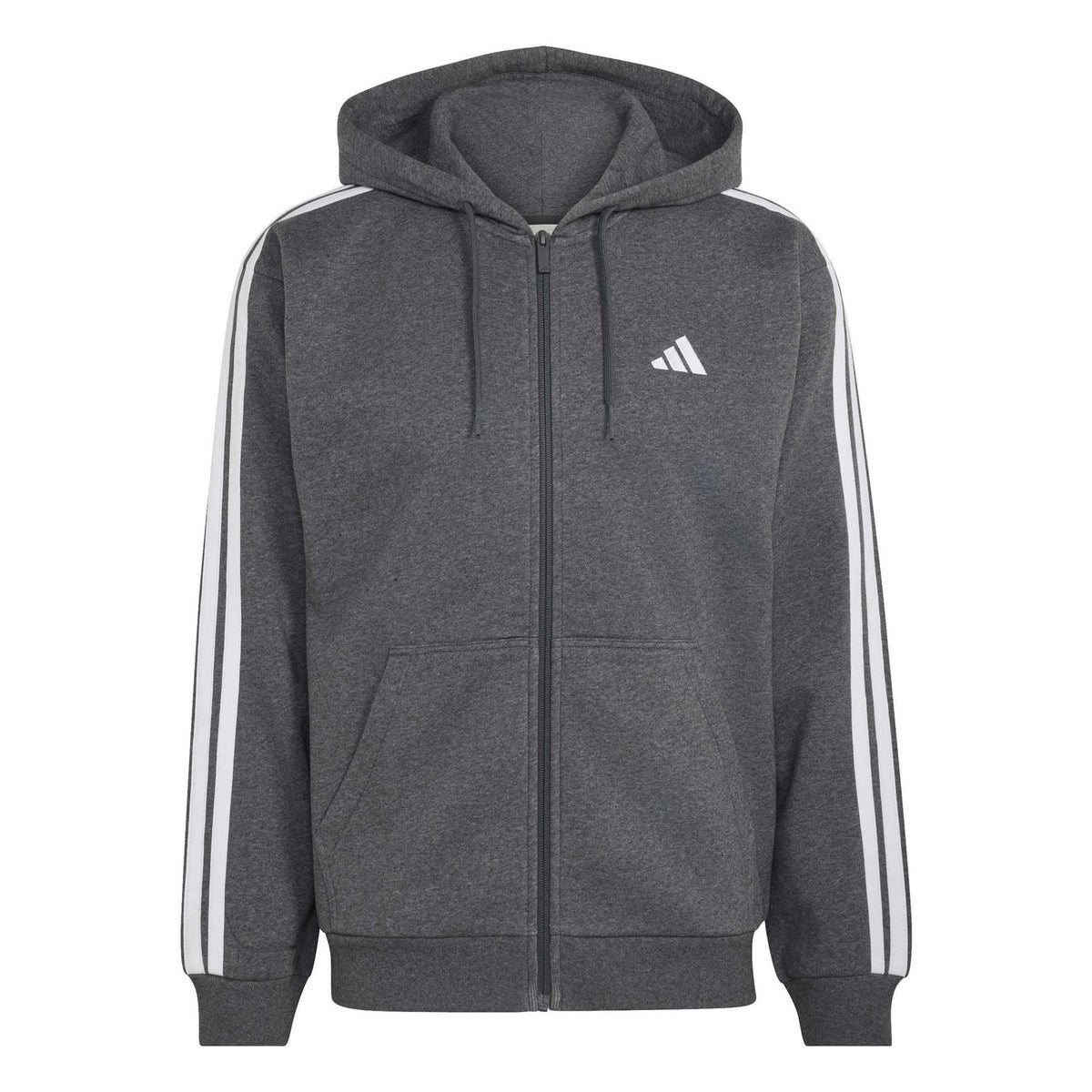 adidas Mens Essentials Fleece 3 Stripes Full Zip Hoodie