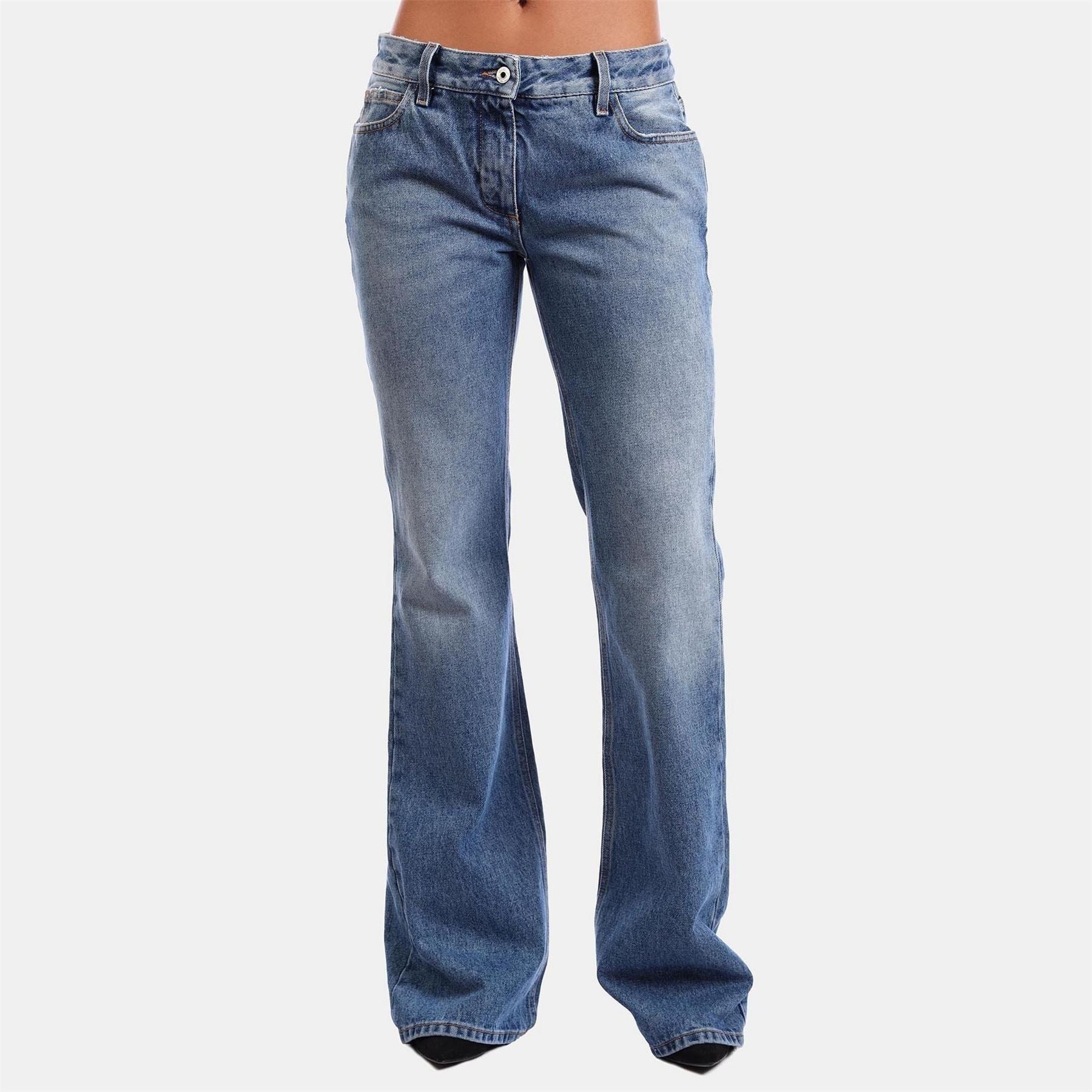 Off White Fit Flared Jeans
