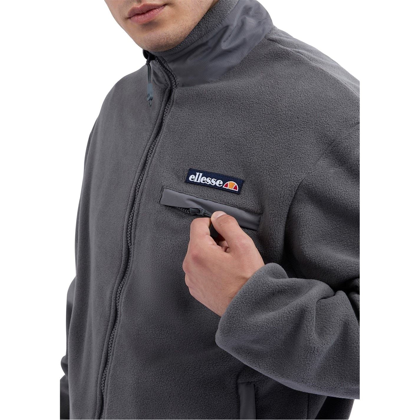 Ellesse Maseben Solid Patterned Full Zipper Ribbed Cuff Fleece Jacket