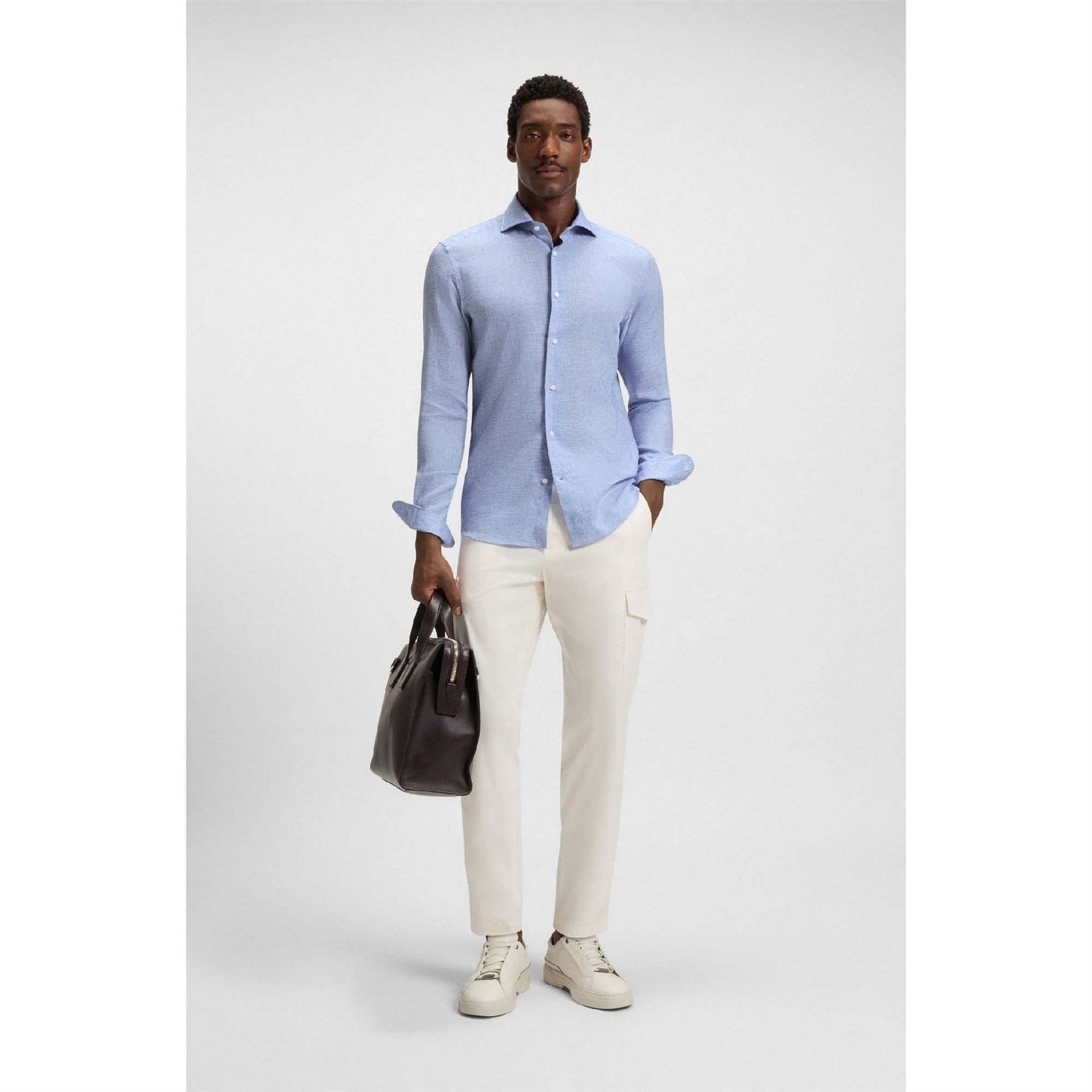 Boss Hays Slim Fit Linen Shirt