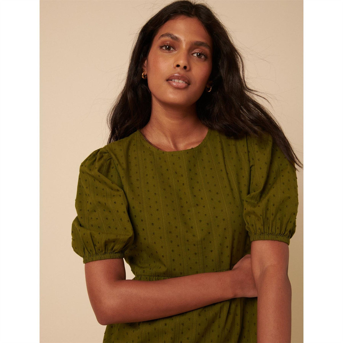 Nobodys Child Betty Crew Neck Midi Tiered Dress