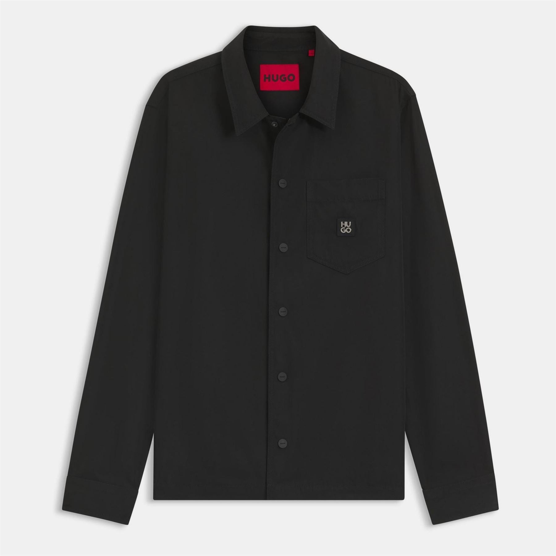 Hugo Enaso Solid Patterned Chest Pocket Overshirt