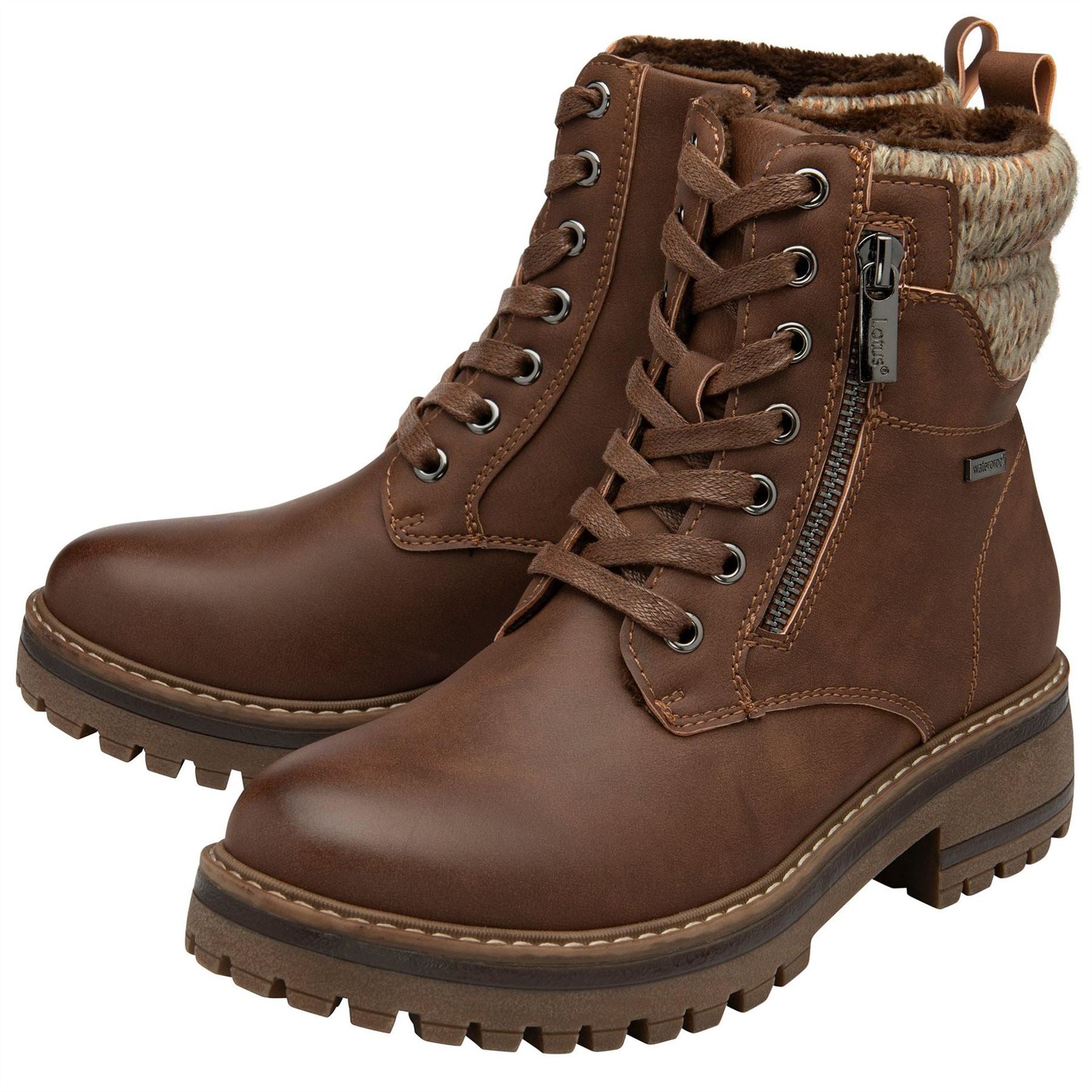 Lotus Shoes Stefani Brown Zip Up Ankle Boots