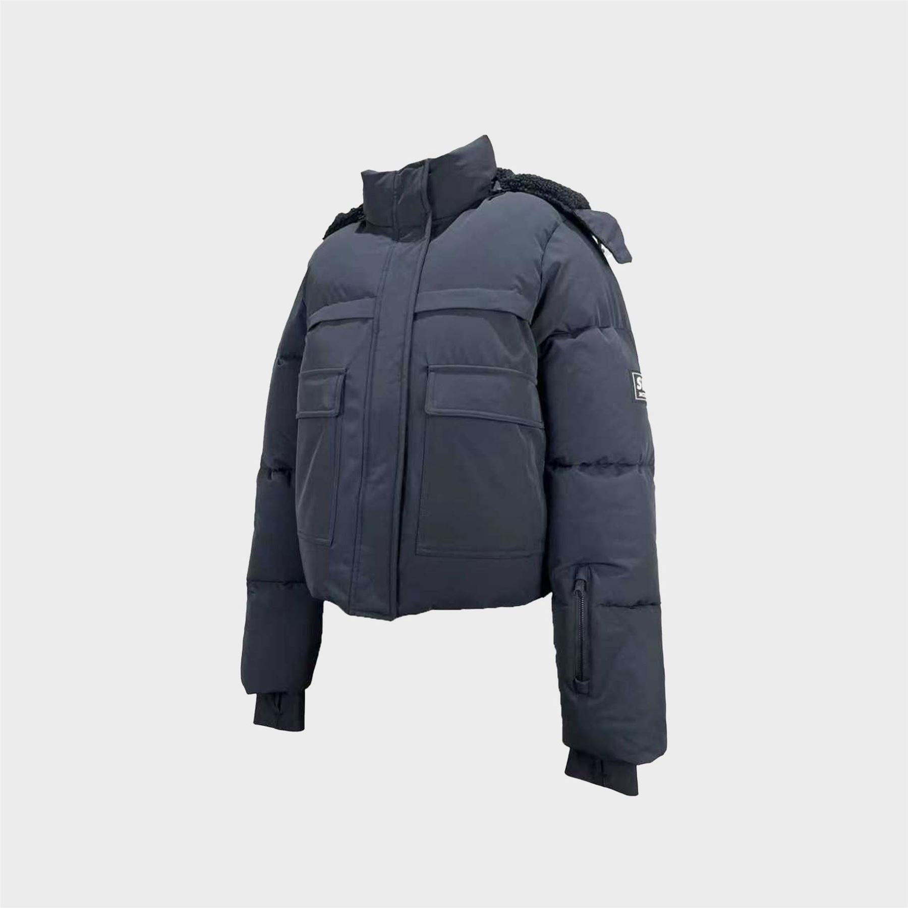 Jack Wills Cropped Puffer Waterproof Windproof Hooded Ski Jacket