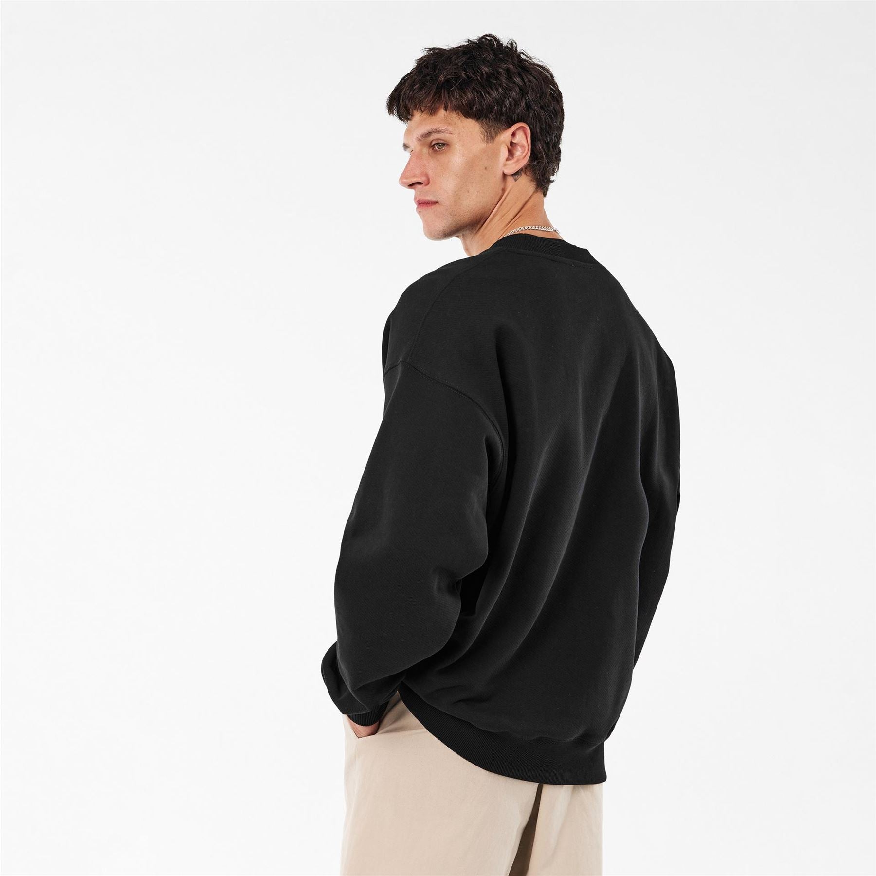 Off White Crew Neck Long Sleeve Regular Fit Sweatshirt