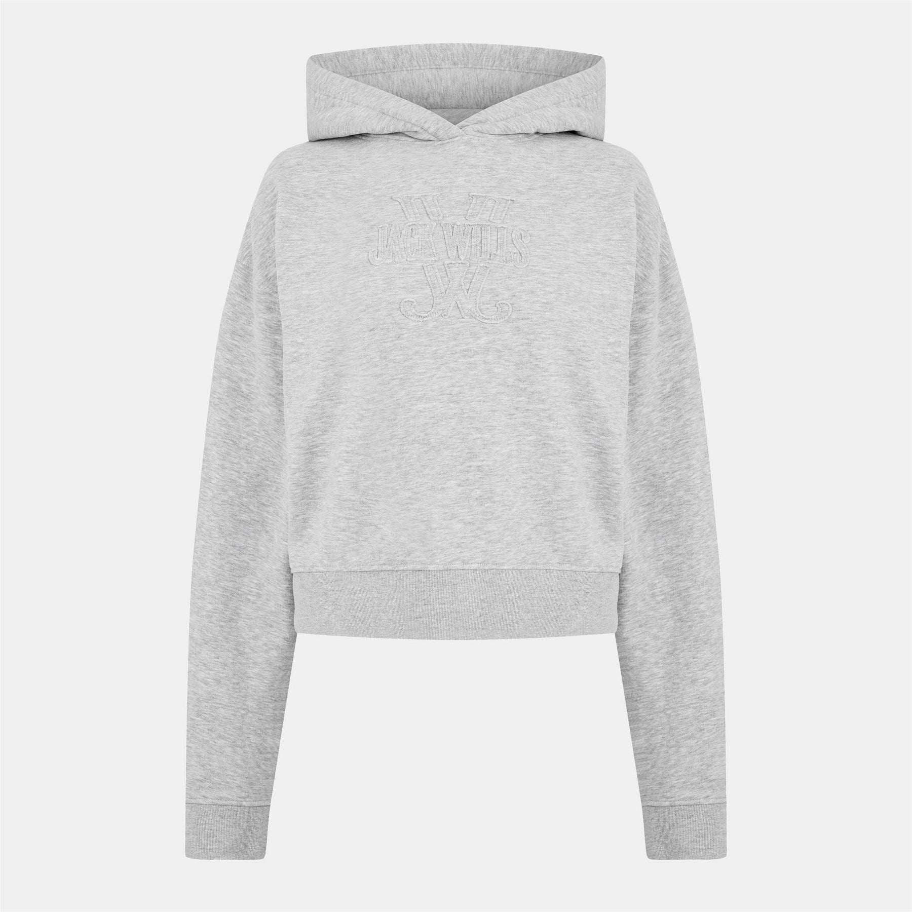 Jack Wills Baggy Fit Hooded Cropped Sweatshirt