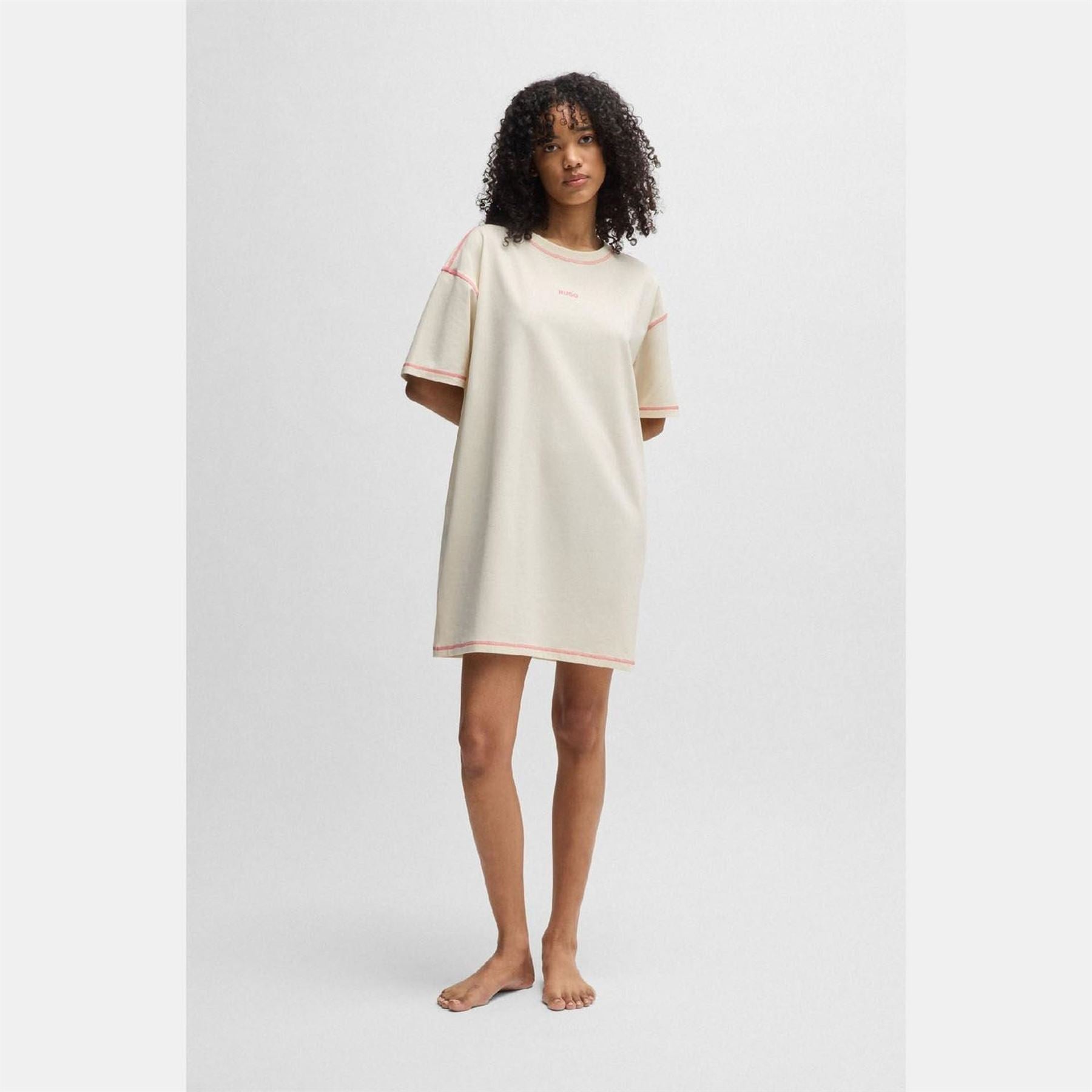 Hugo Cotton Night Dress With Contrast Logo