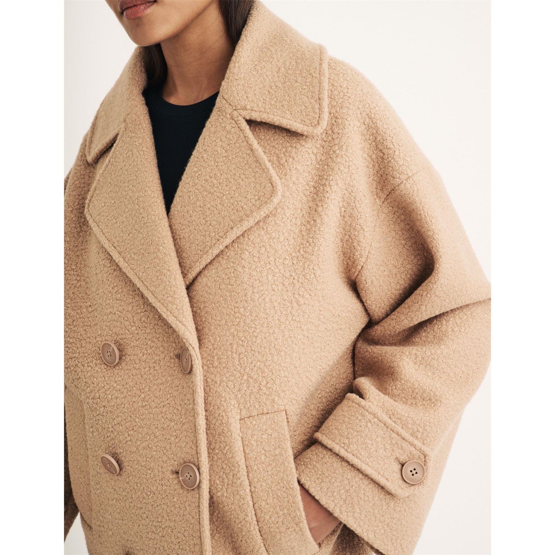 Nobodys Child Borg Lamb Skin Oversize Fit Peacoat