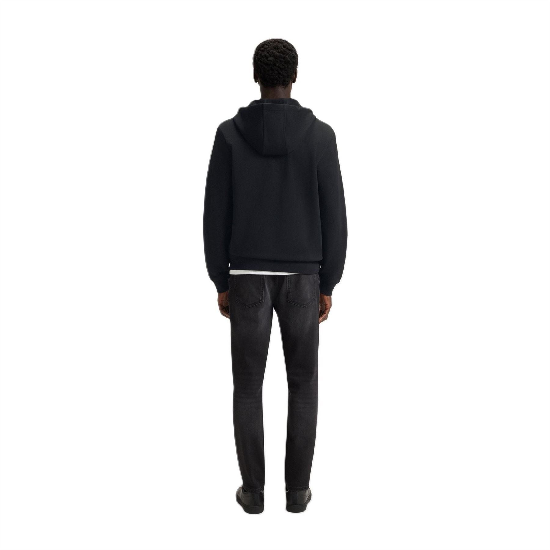 Boss Solid Patterned Hooded Drawstring Ribbed Cuff Jacket
