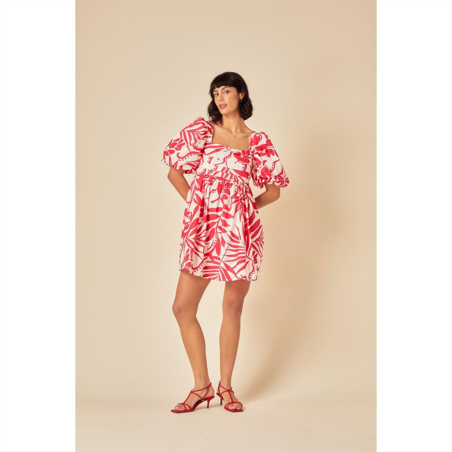 Nobodys Child Nova Square Neck Short Sleeve A-Line Dress