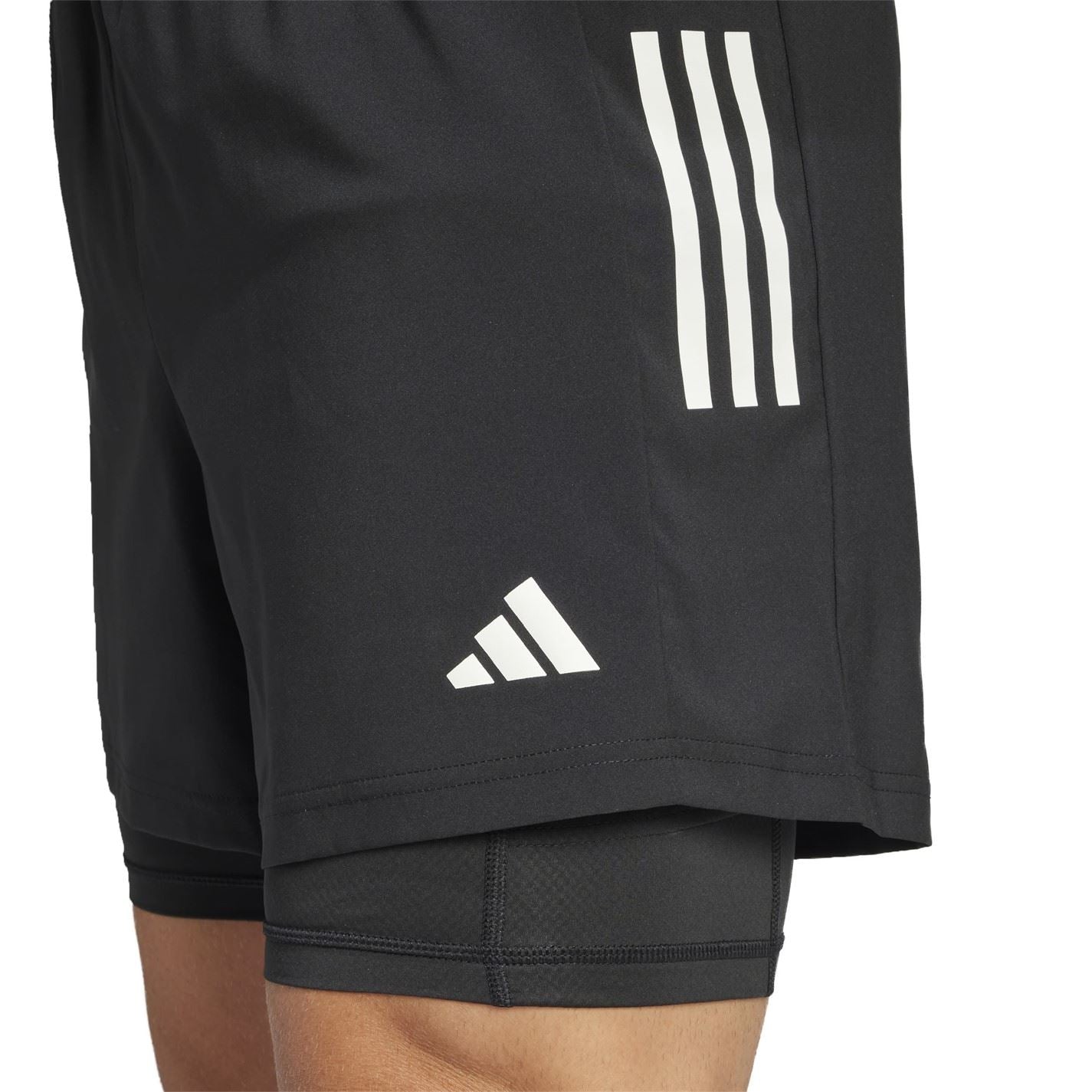 adidas Mens Own The Run 3 Stripes 2 In 1 Shorts