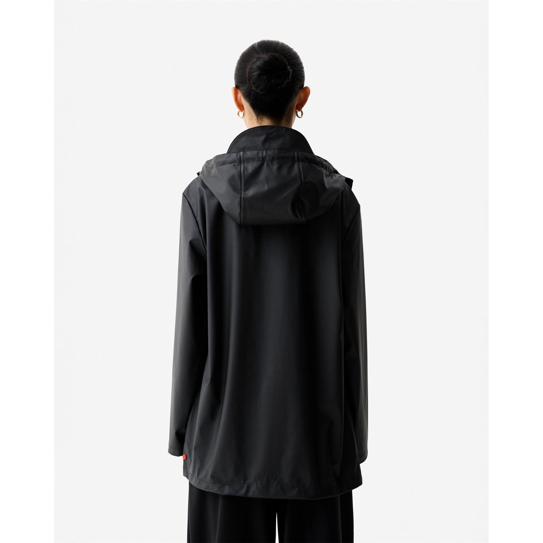 Hunter Jo Hooded Snap Button Solid Patterned Rain Jacket