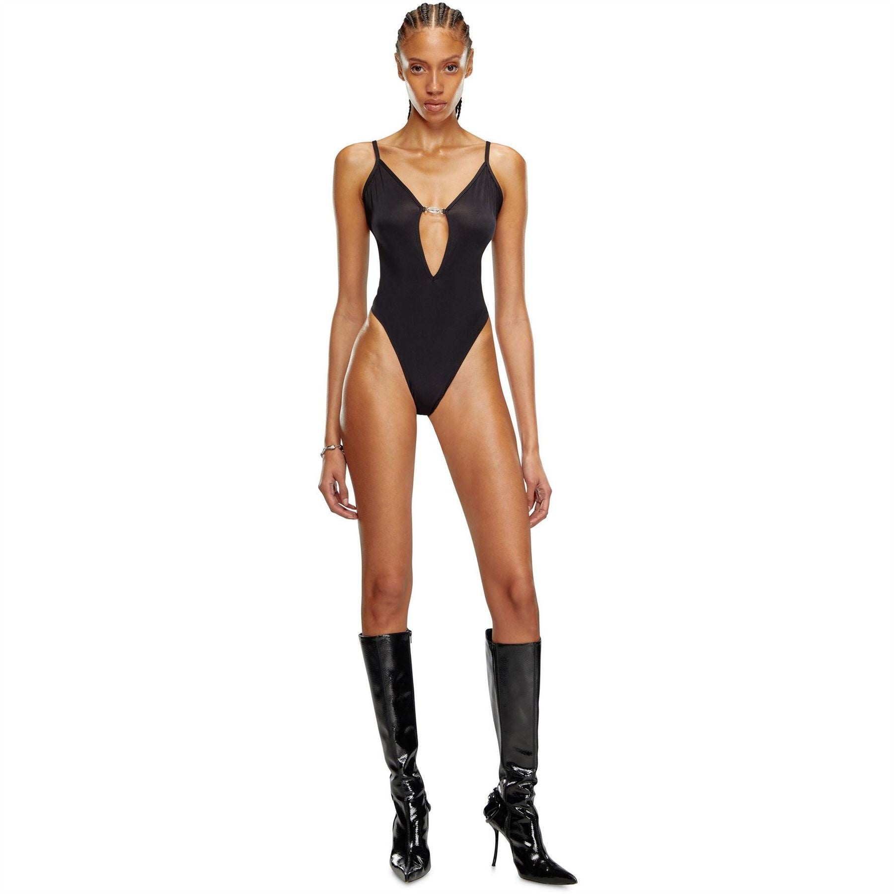 Diesel Cropped V-Neck Slim Fit Bodysuit