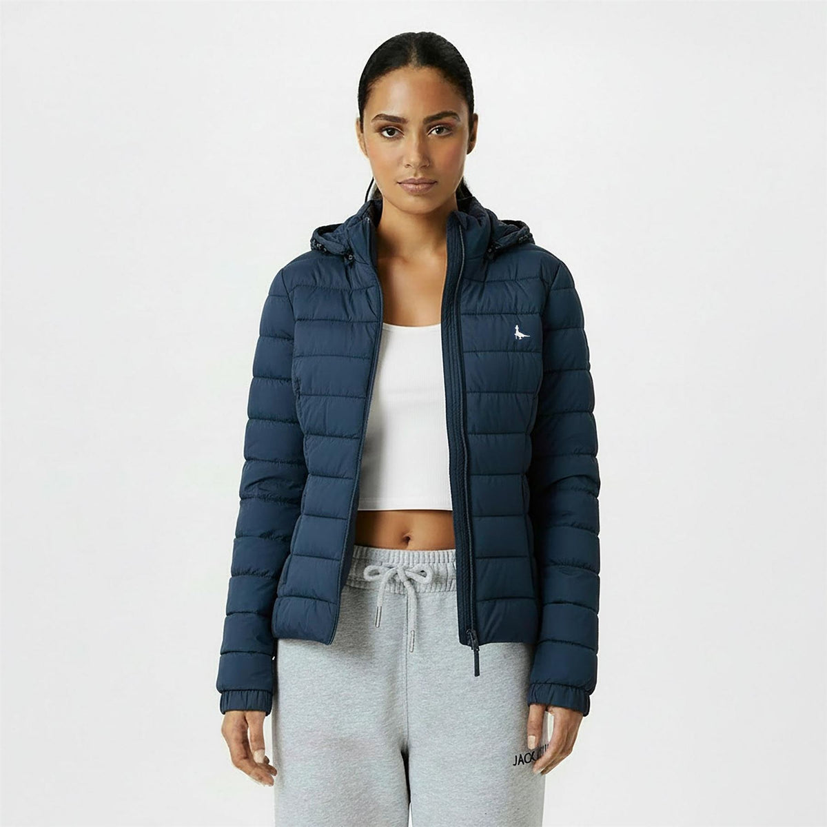 Jack Wills Luna Water Resistant Wind Resistant Detachable Hood Short Puffer Jacket