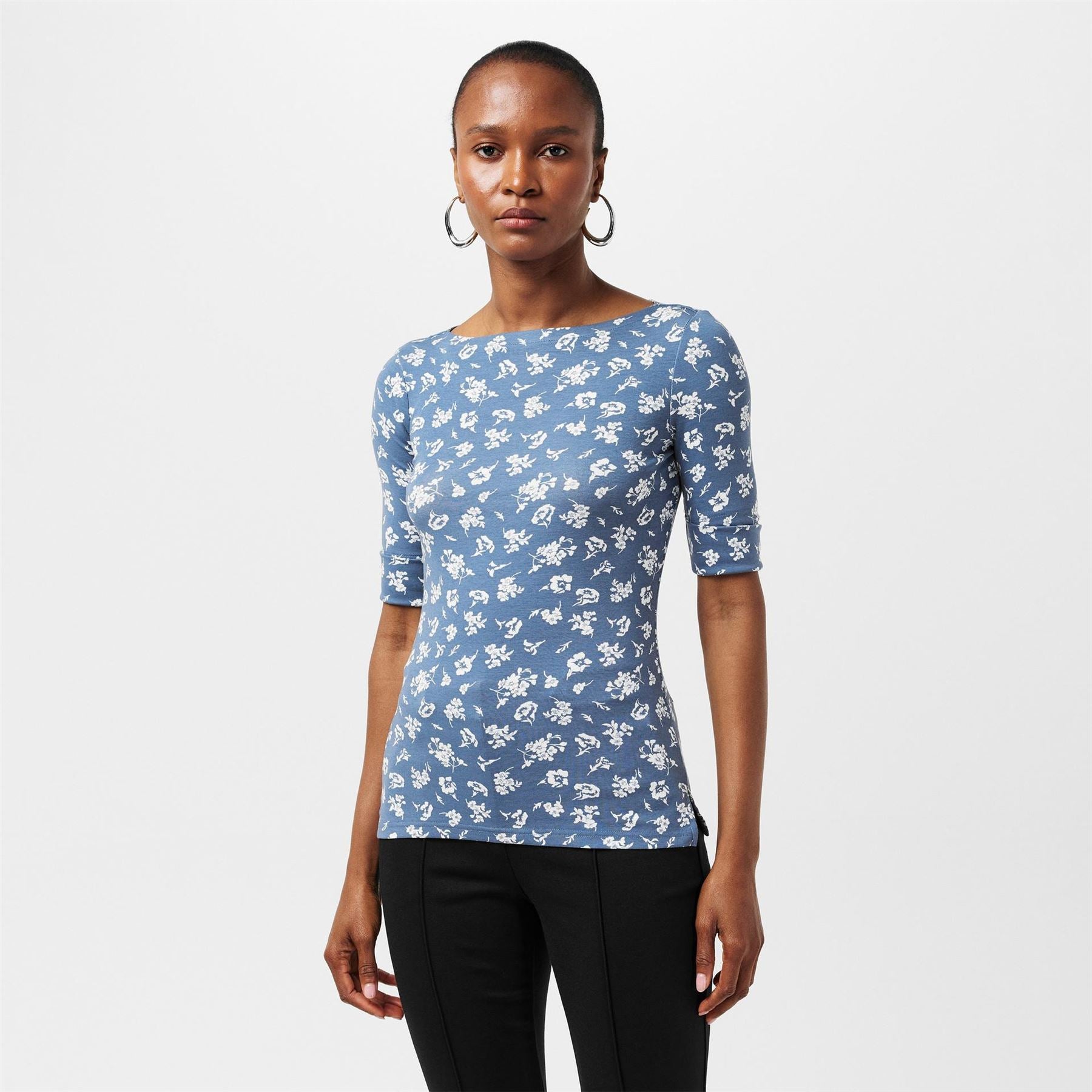 Lauren by Ralph Lauren Judy Slim Fit Three Quarter Sleeve T-Shirt