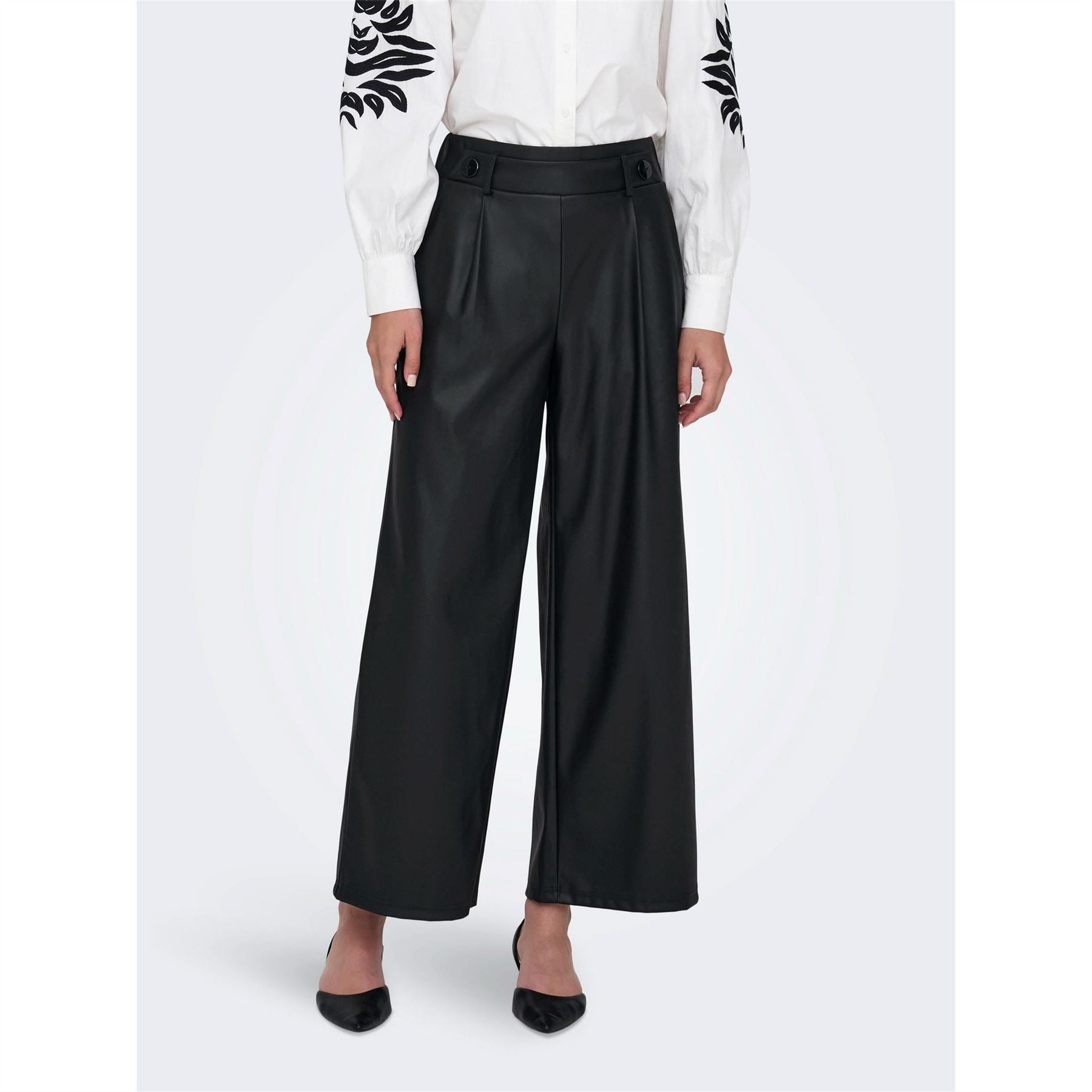 Only Solid Patterned Wide Palazzo Trousers