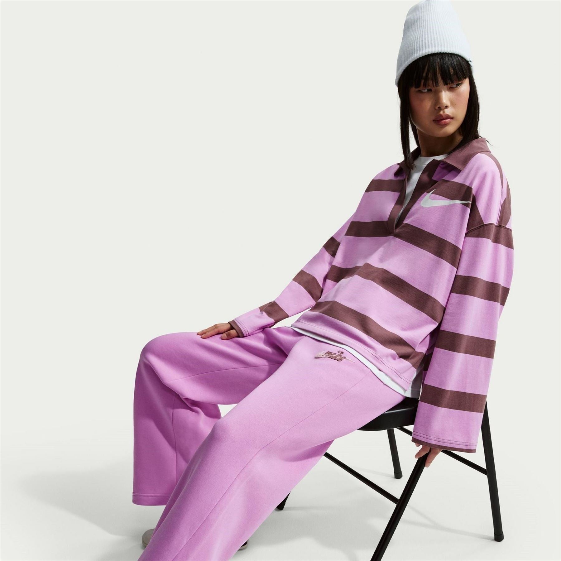 Nike Chenille Solid Patterned Wide Leg Sweatpants