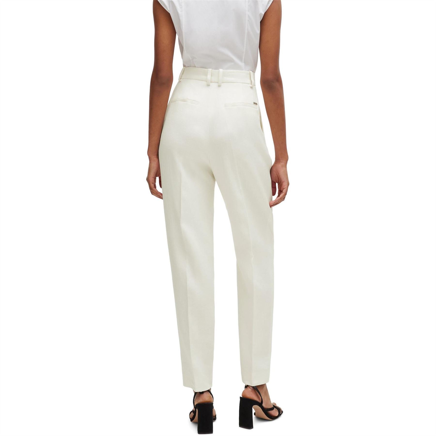 Boss Solid Patterned Straight Leg Trousers