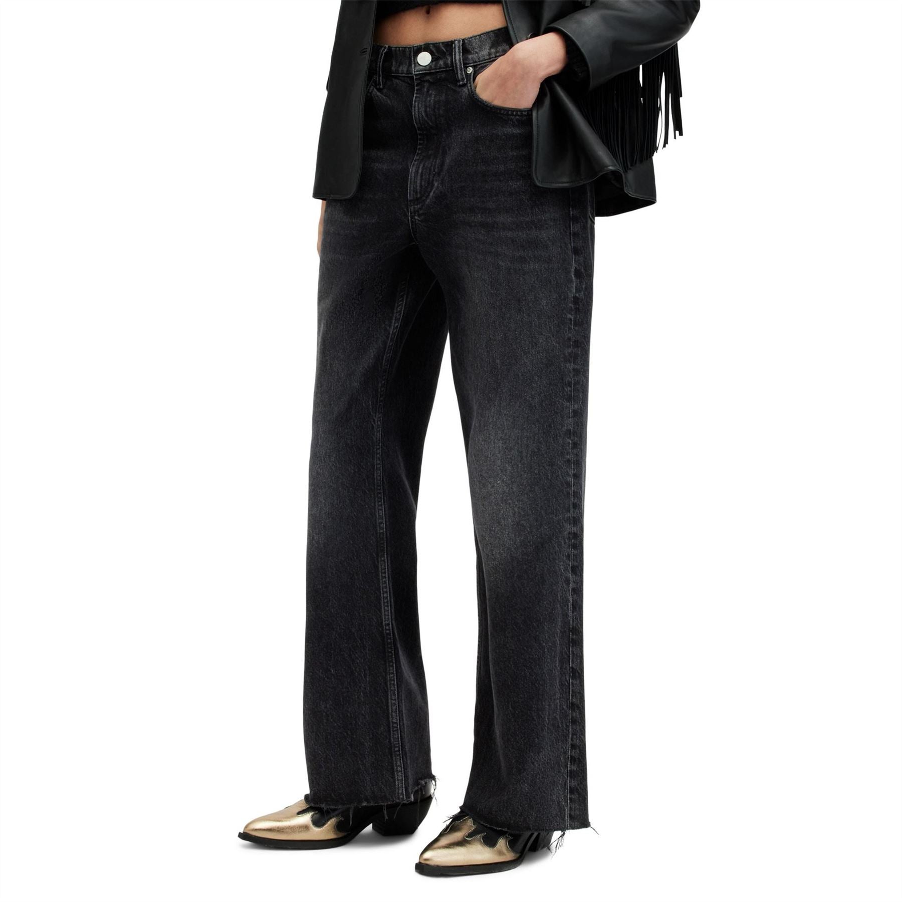 AllSaints Washed Wide Leg Jeans