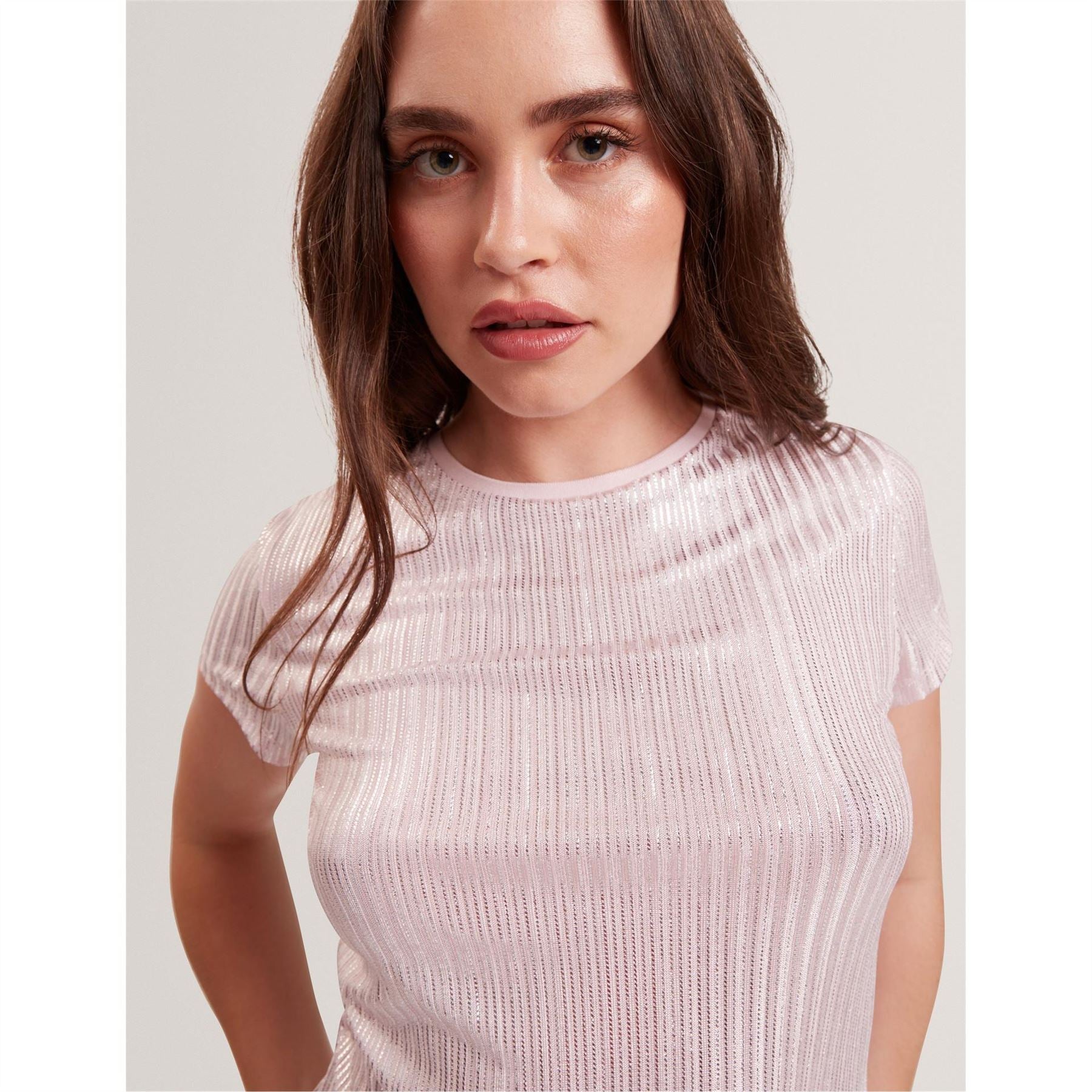 Ted Baker Metallic Crew Neck Short Sleeve Slim Fit T-Shirt