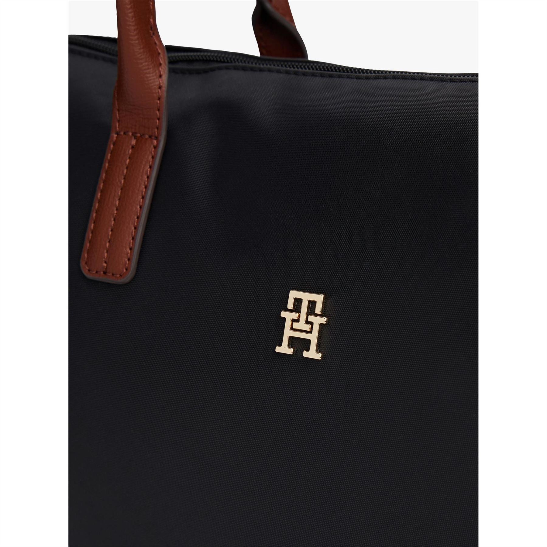 Tommy Hilfiger Popette Trapezoid Shape Tote Bag with Gold Tone Hardware