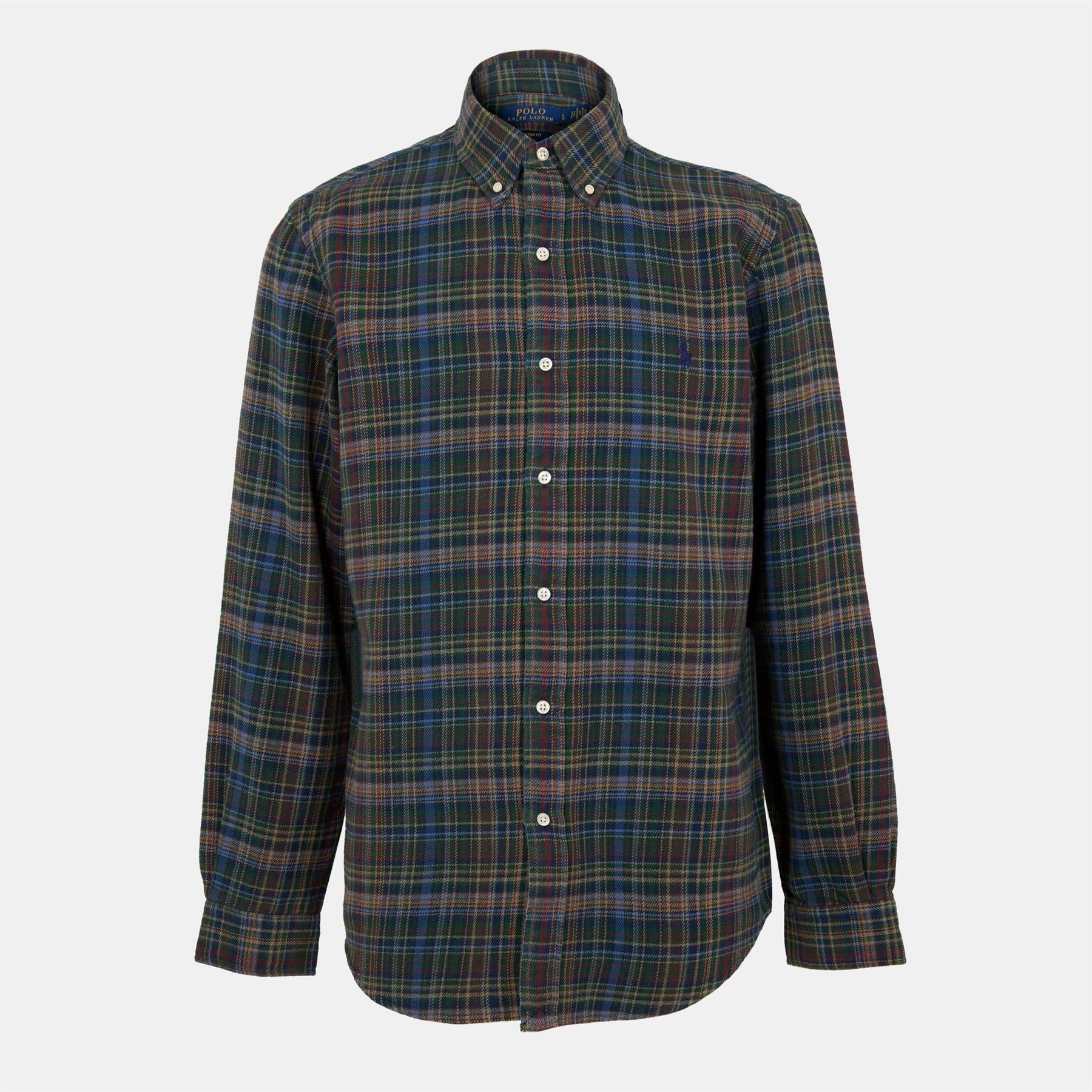 Polo Ralph Lauren Brushed Flannel Button Down Collar Long Sleeve Shirt