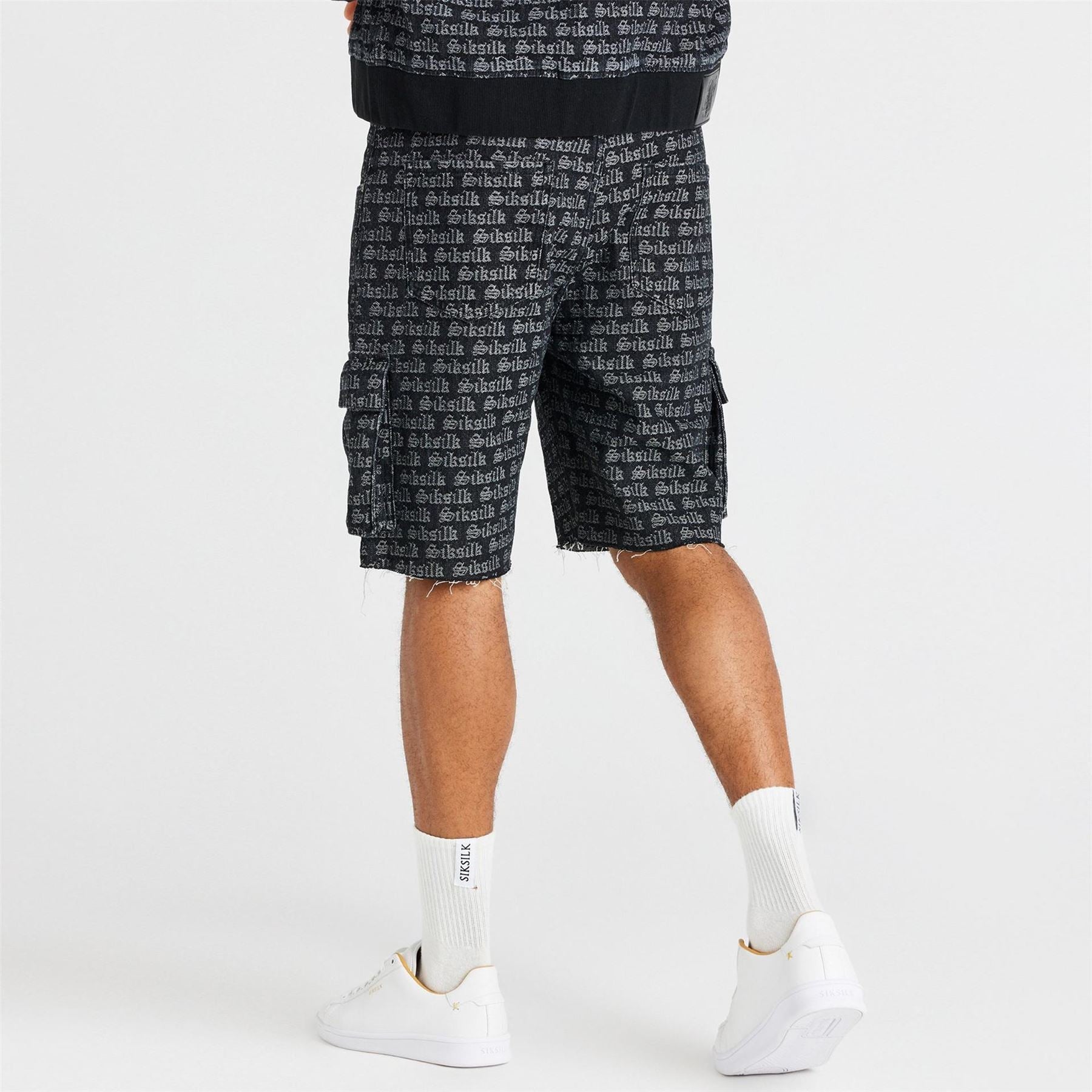 SikSilk Cargo Shorts with All Over Logo