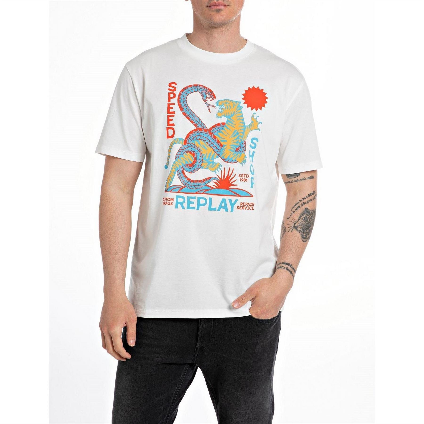 Replay Tiger Snake Regular Fit T-Shirt