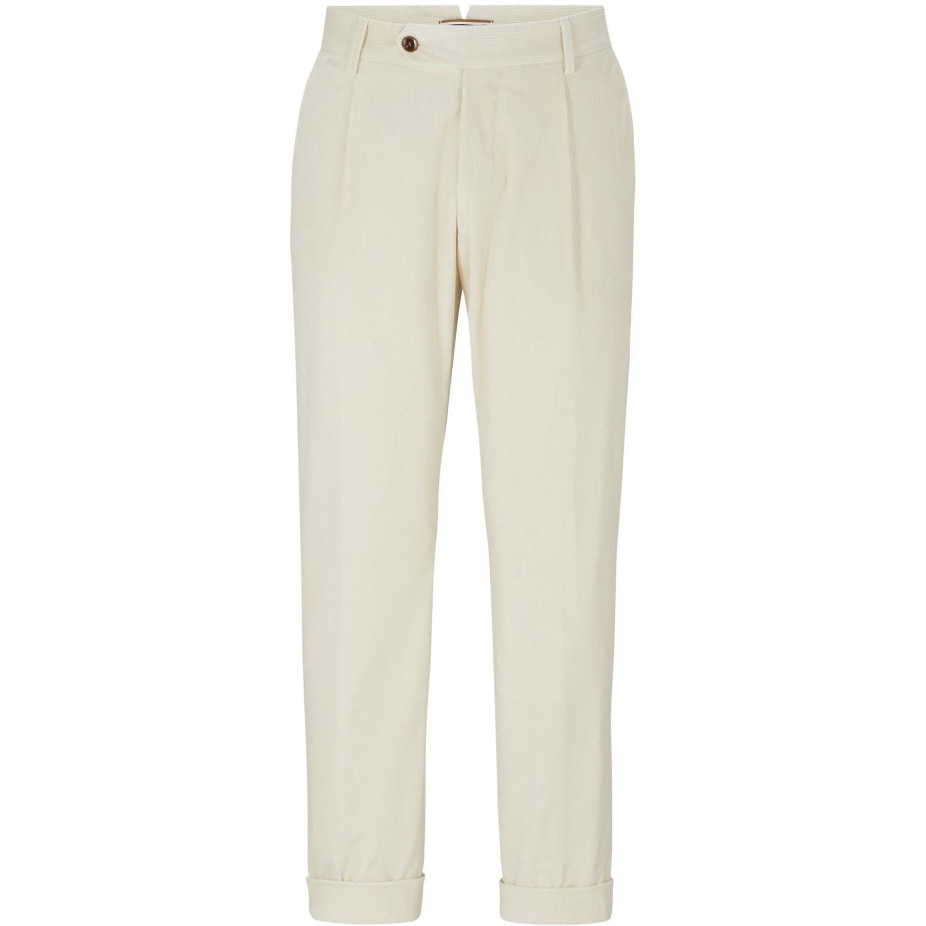 Boss Perin Solid Patterned Roll Up Cuff Trousers