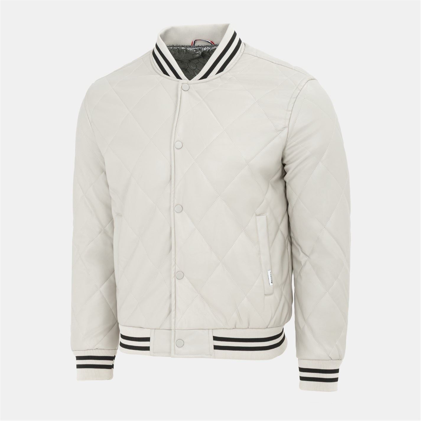 Firetrap Solid Patterned Snap Button Ribbed Cuff Bomber Jacket