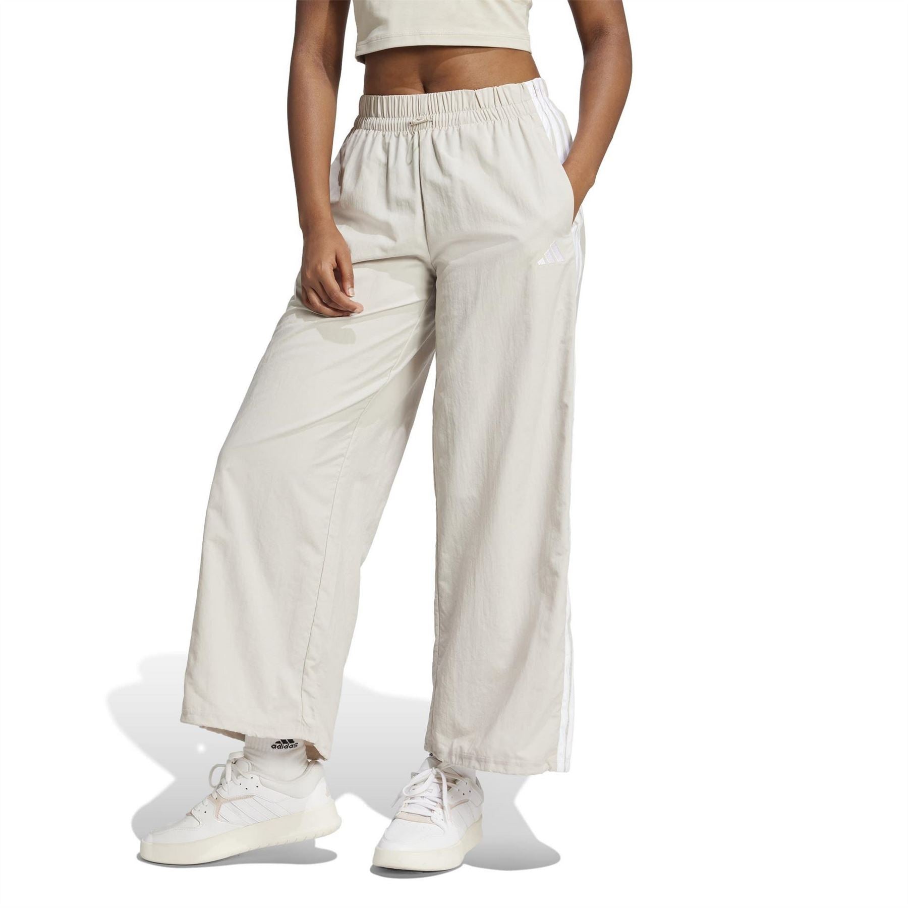 adidas Womens Essentials 3 Stripes Lifestyle Woven Parachute Tracksuit Bottoms