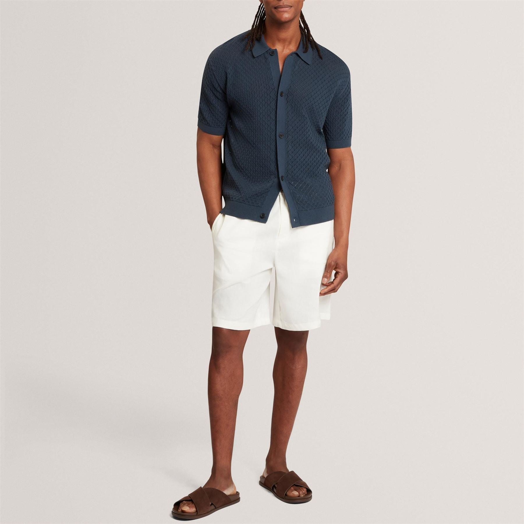Ted Baker Diamond Crochet Knit Short Sleeve Shirt