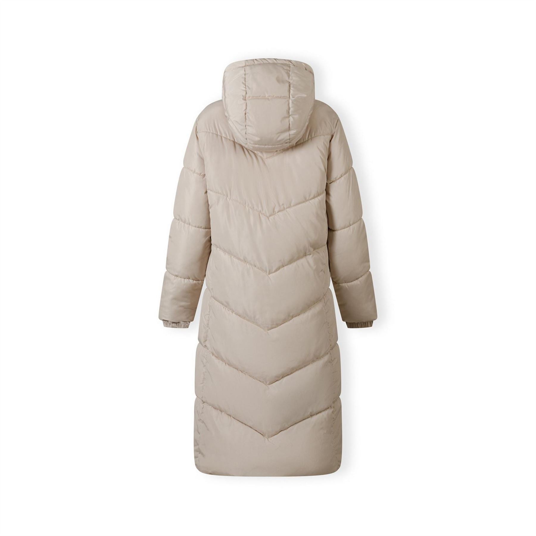 Minoti Women Long Quilted Winter Jacket With Contrast Zip And Drawstring Hood Grey