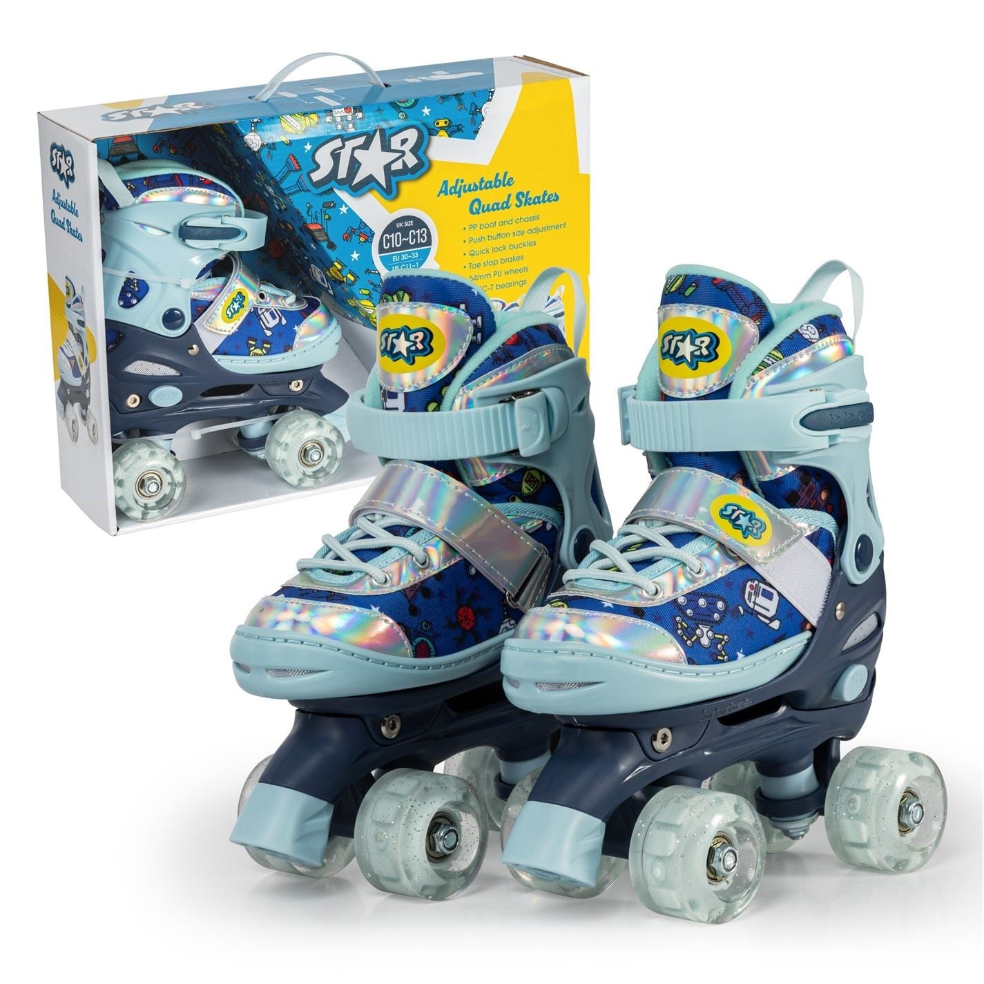 Star Rollerskates For Kids With Light Up Wheels