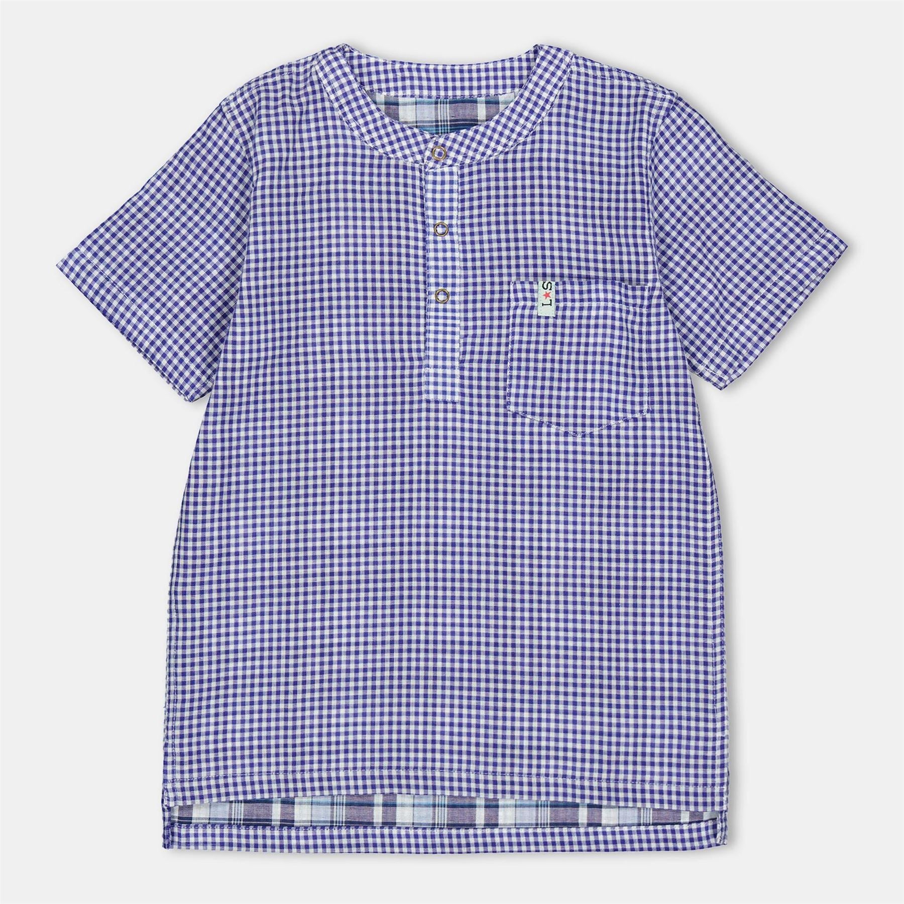 Lilly and Sid Reversible Check Short Sleeve Patterned Shirt